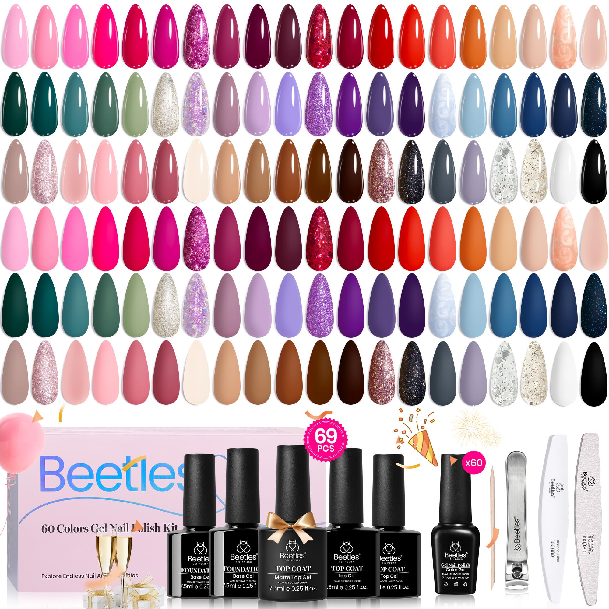 Set De Esmaltes De Uñas En Gel Beetles 60 Colors Winter Collection - Venta Internacional.