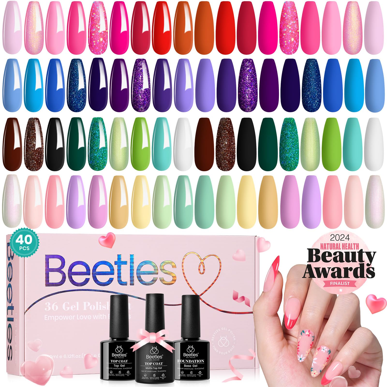 Foto 2 pulgar | Set De Esmaltes En Gel Beetles Verse Of Flower, 36 Colores Con Accesorios - Venta Internacional.