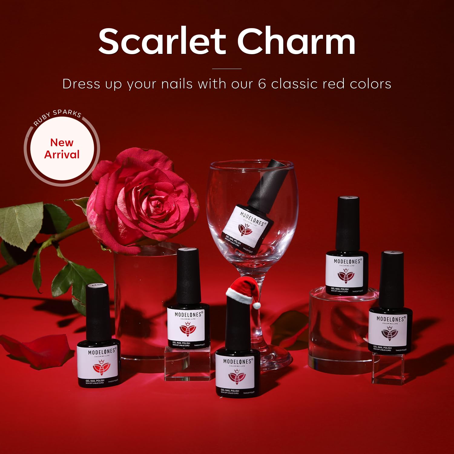 Foto 5 | Set De Esmaltes De Uñas En Gel Modelones, 6 Colores Rojos, 7 Ml, San Valentín - Venta Internacional.