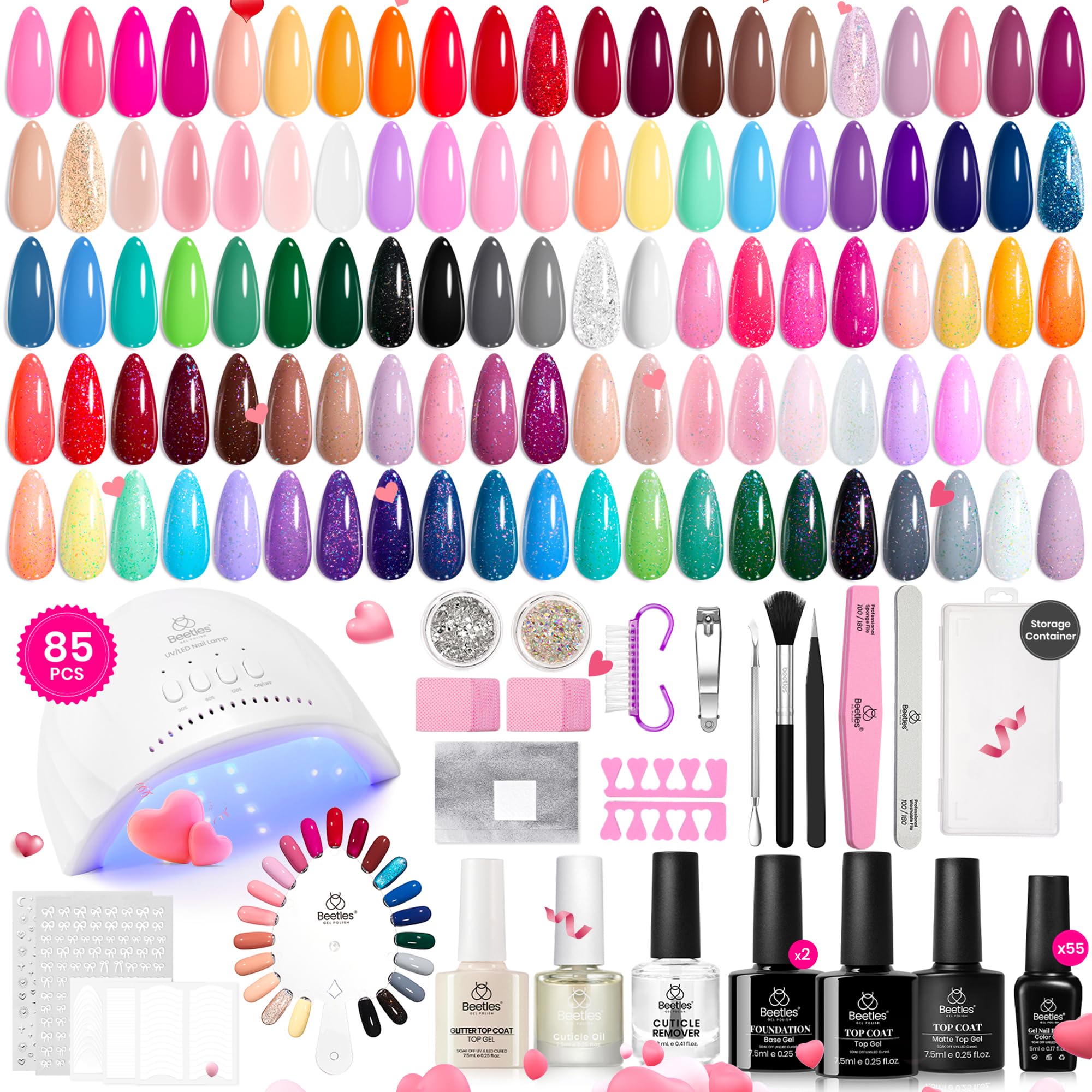 Foto 2 pulgar | Kit De Esmaltes De Uñas En Gel Con Forma De Escarabajos, Regalo De San Valentín, 55 Colores - Venta Internacional.