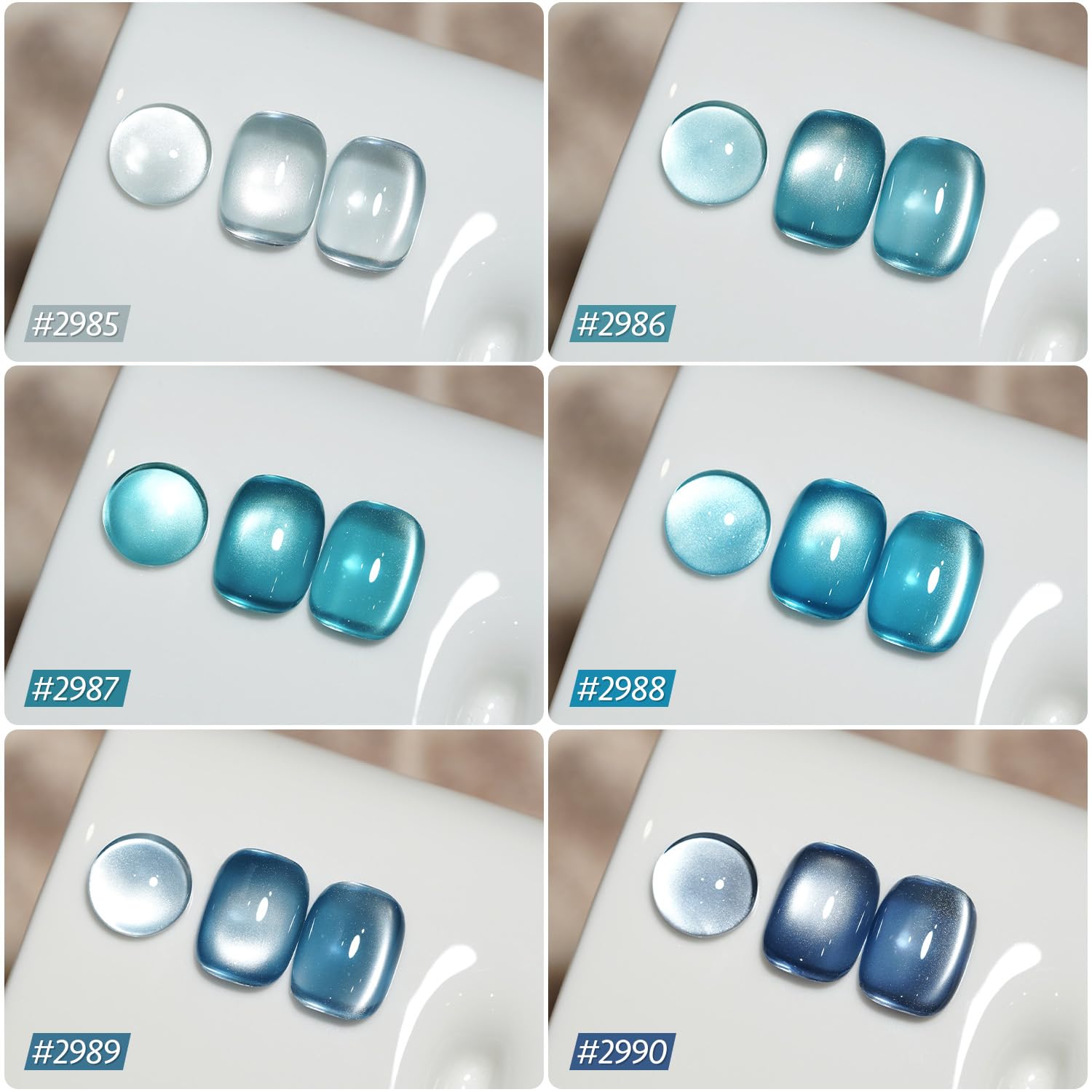 Foto 3 pulgar | Set De Esmaltes De Uñas Gaoy Blue Cat Eye Gel Con Imán De 7,3 Ml X6 - Venta Internacional.