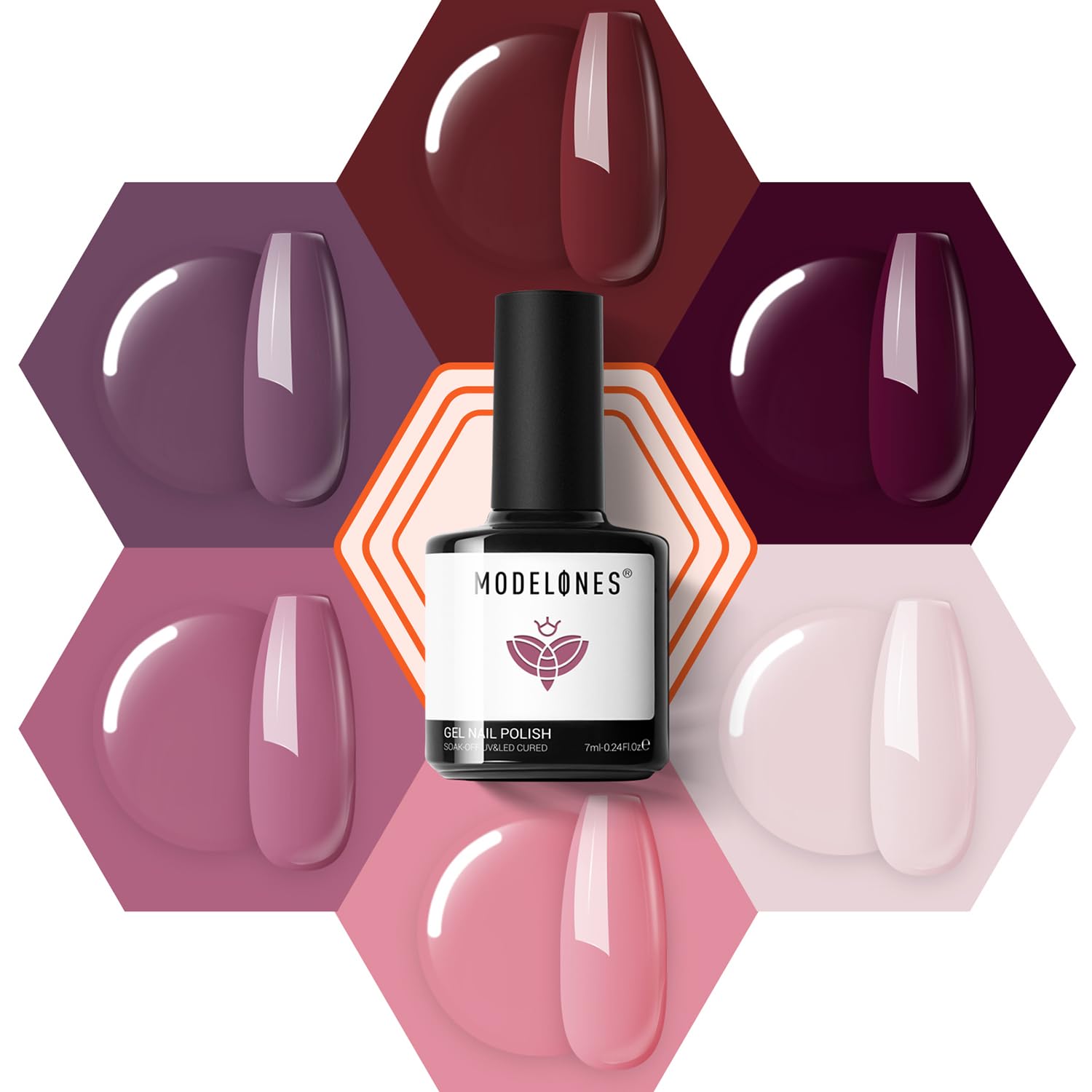 Foto 1 | Set De Esmaltes De Uñas En Gel Modelones, 6 Colores: Rosa, Marrón Y Burdeos - Venta Internacional.