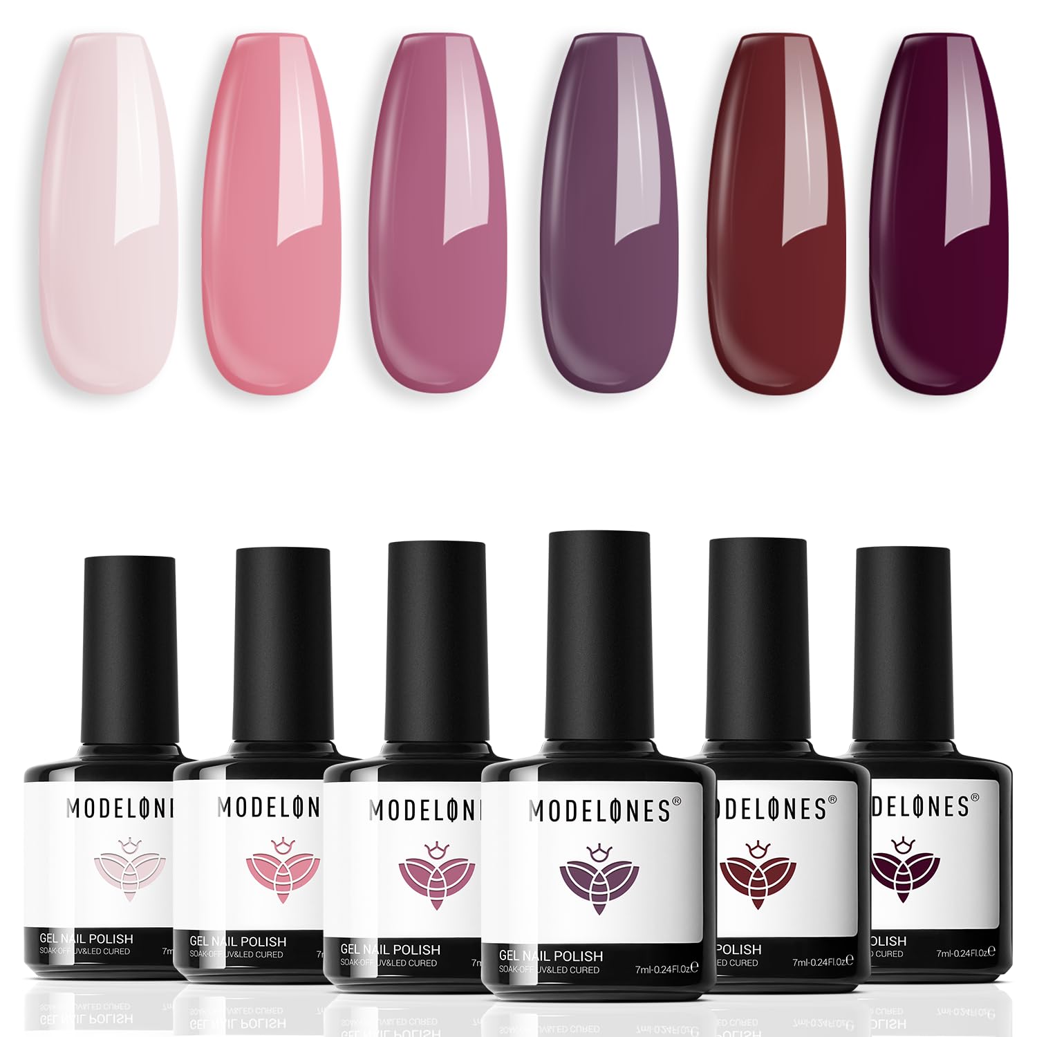 Foto 2 | Set De Esmaltes De Uñas En Gel Modelones, 6 Colores: Rosa, Marrón Y Burdeos - Venta Internacional.