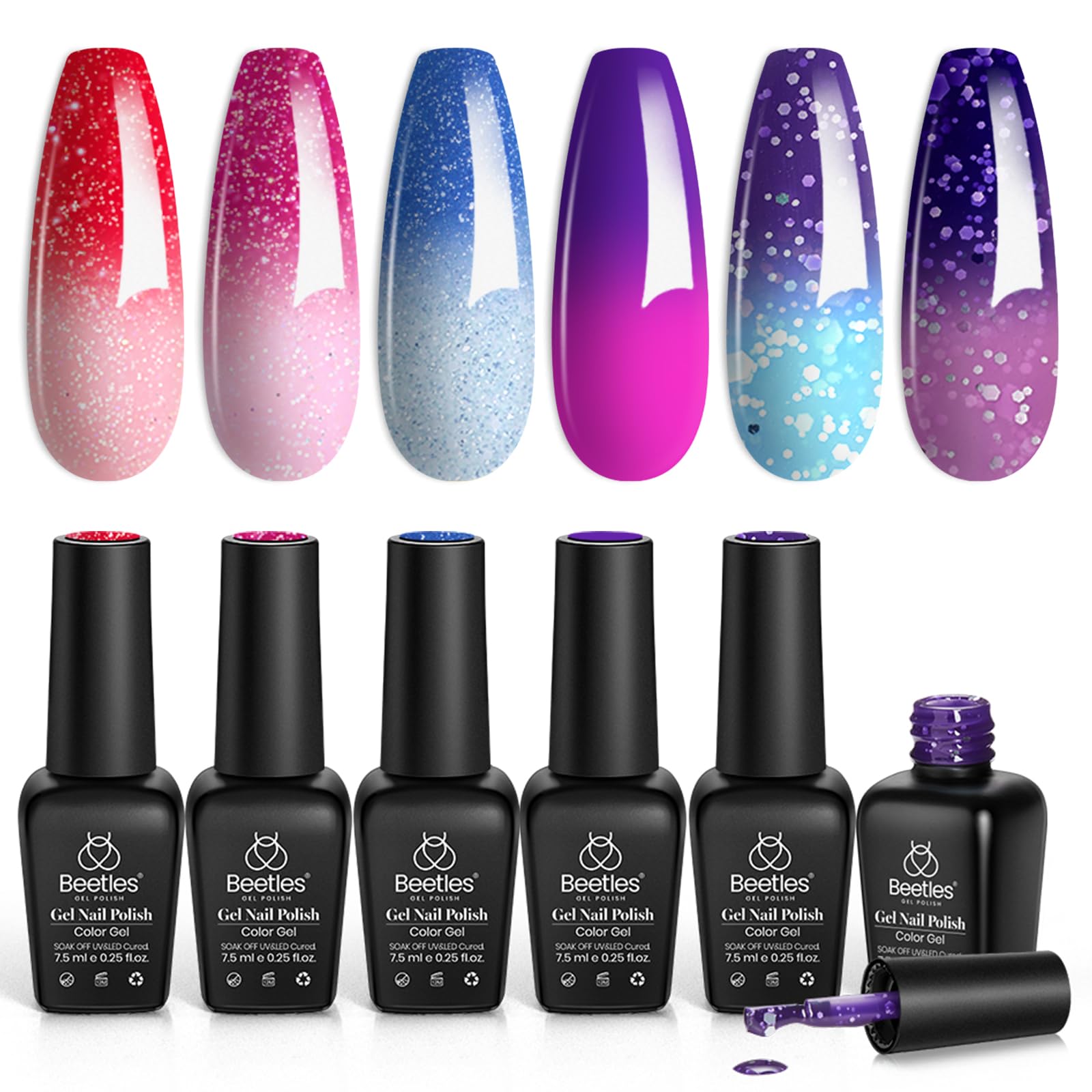 Foto 2 pulgar | Kit De Esmaltes De Uñas En Gel Beetles Color Changing, 6 Colores, 7 Ml - Venta Internacional.