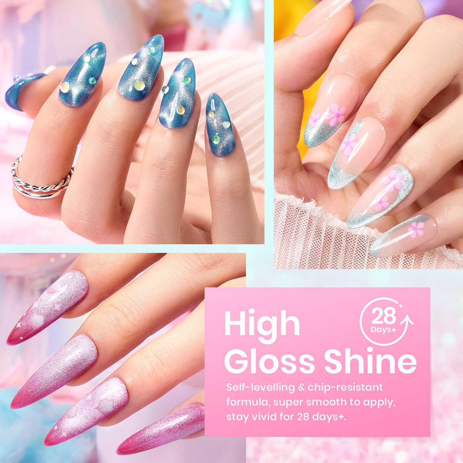 Foto 4 | Set De Esmaltes De Uñas En Gel Beetles Spring, 6 Colores, Purpurina Para Ojos De Gato - Venta Internacional.