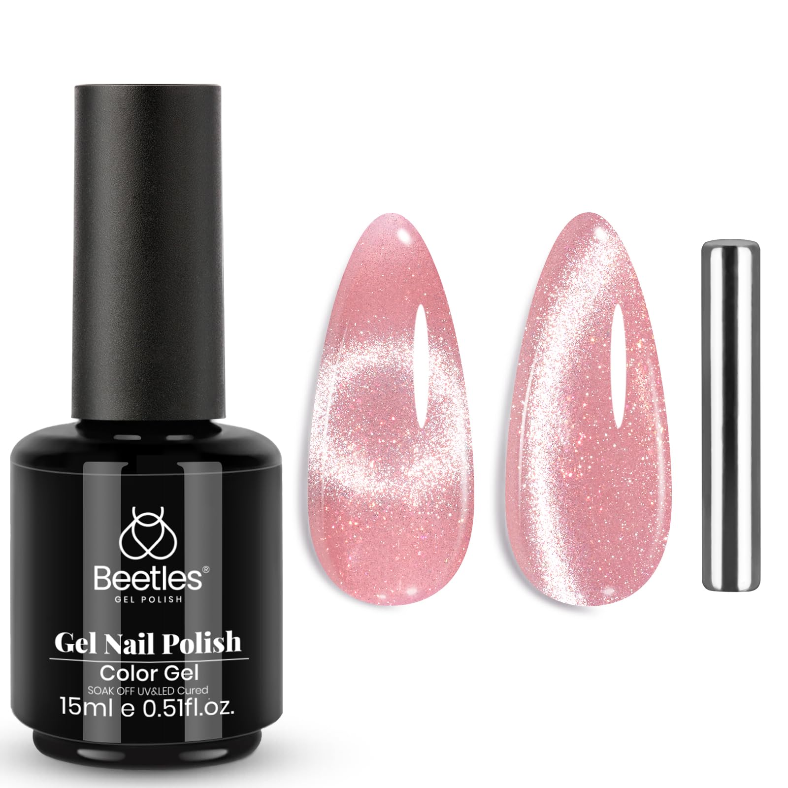 Foto 2 pulgar | Esmalte De Uñas En Gel Con Forma De Escarabajos Con Purpurina Rosa Ojo De Gato Con Imán, 20 Unidades - Venta Intern