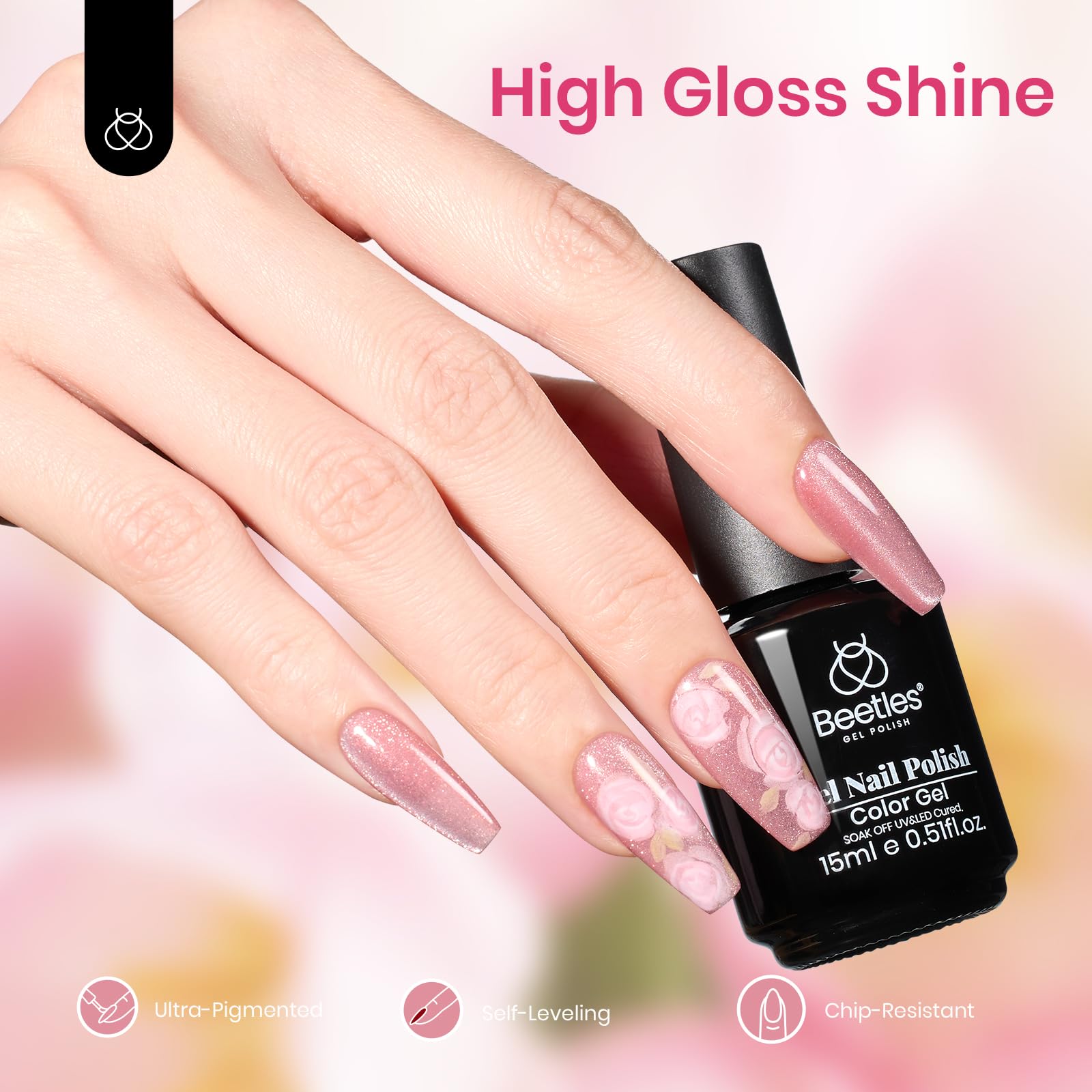 Foto 8 pulgar | Esmalte De Uñas En Gel Con Forma De Escarabajos Con Purpurina Rosa Ojo De Gato Con Imán, 20 Unidades - Venta Intern