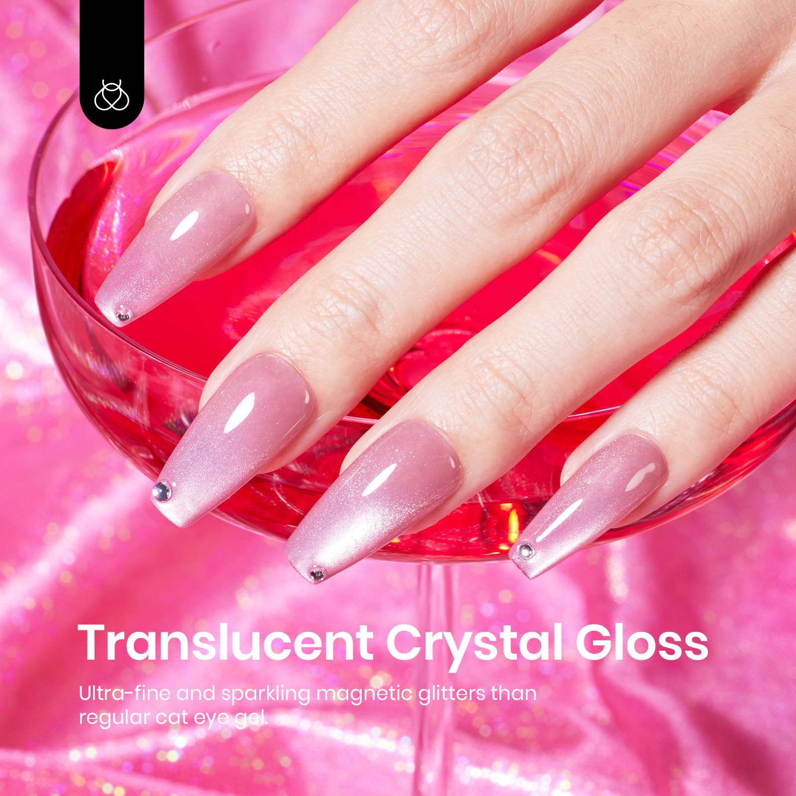 Foto 6 pulgar | Esmalte De Uñas En Gel Beetles Cat Eye Pink, 15 Ml Con Purpurina - Venta Internacional.