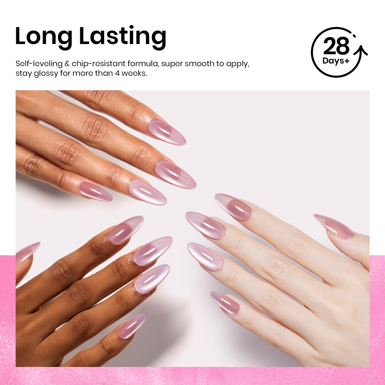 Foto 8 pulgar | Esmalte De Uñas En Gel Beetles Cat Eye Pink, 15 Ml Con Purpurina - Venta Internacional.