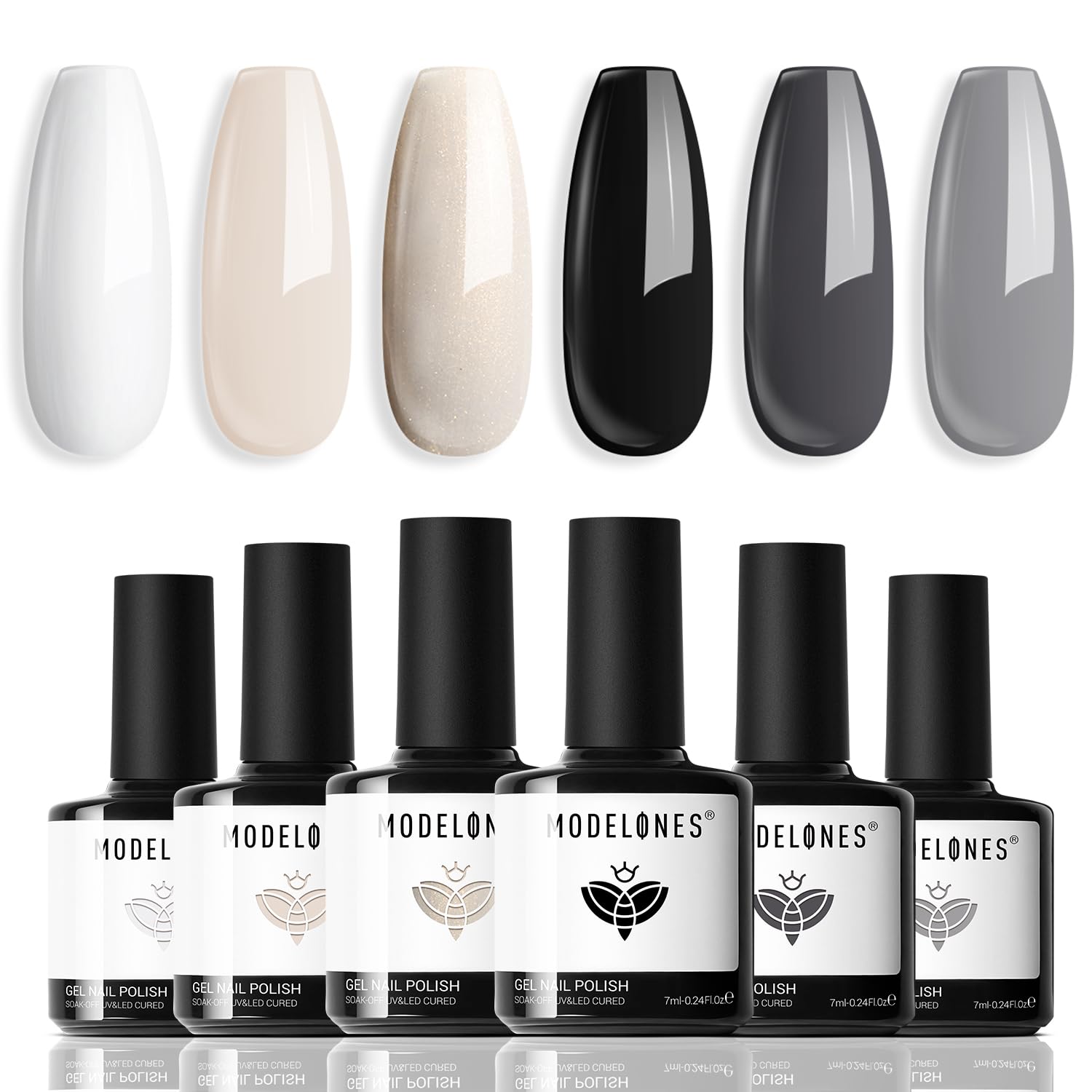 Foto 1 | Set De Esmaltes De Uñas En Gel Modelones Blanco Y Negro - 6 Colores - Venta Internacional.