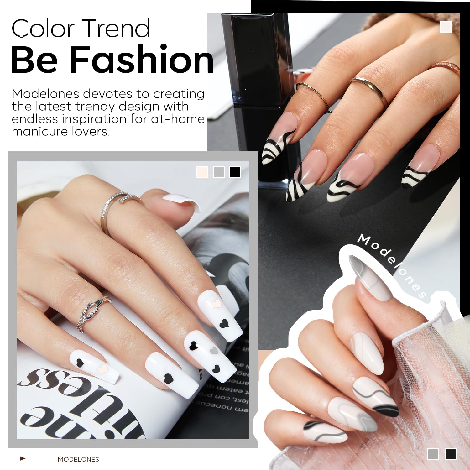 Foto 4 pulgar | Set De Esmaltes De Uñas En Gel Modelones Blanco Y Negro - 6 Colores - Venta Internacional.