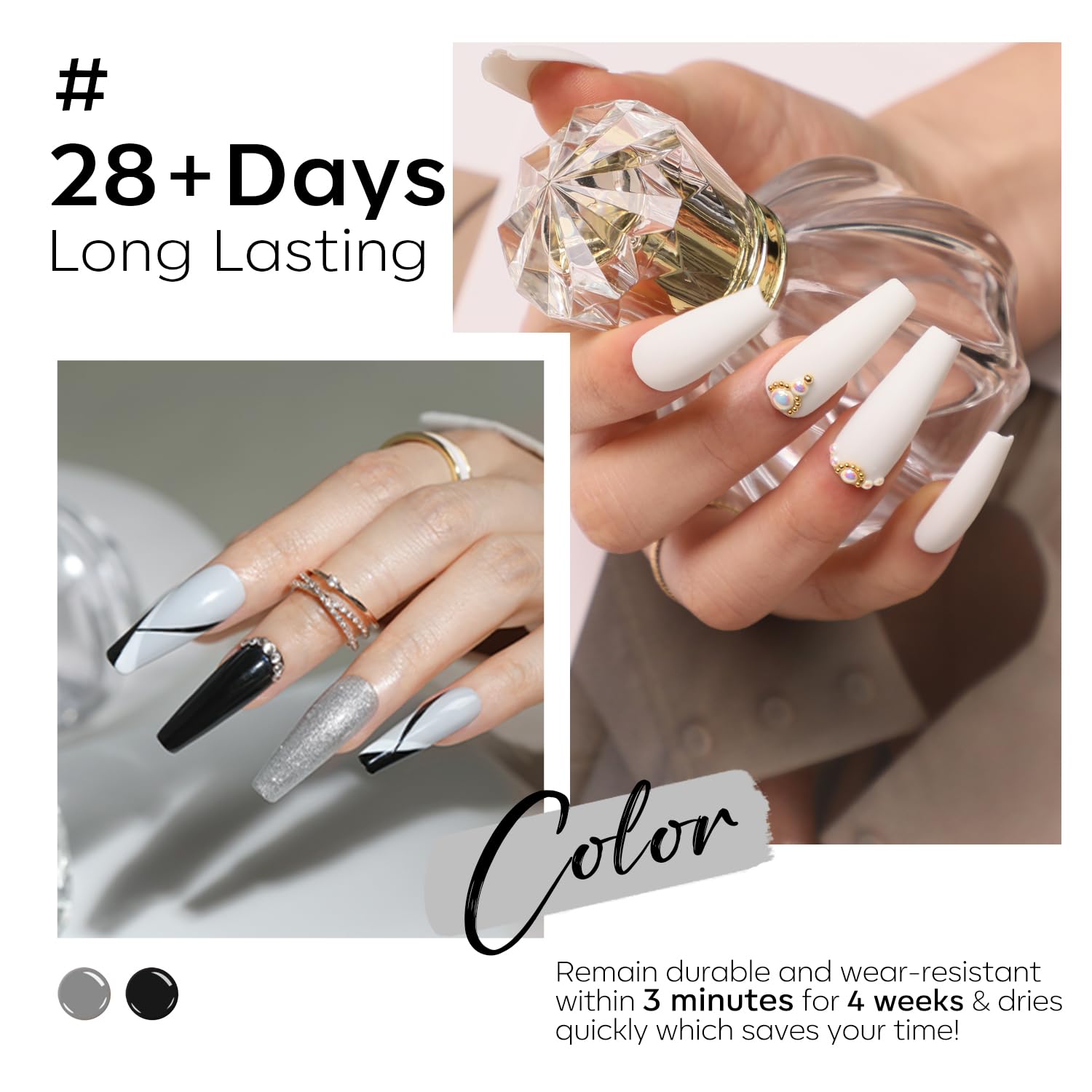 Foto 5 pulgar | Set De Esmaltes De Uñas En Gel Modelones Blanco Y Negro - 6 Colores - Venta Internacional.