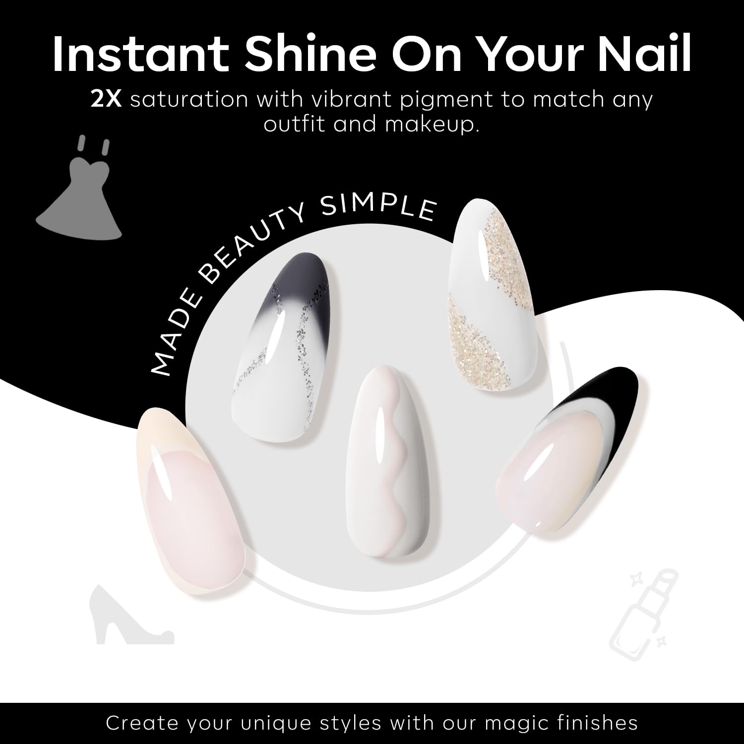 Foto 6 | Set De Esmaltes De Uñas En Gel Modelones Blanco Y Negro - 6 Colores - Venta Internacional.