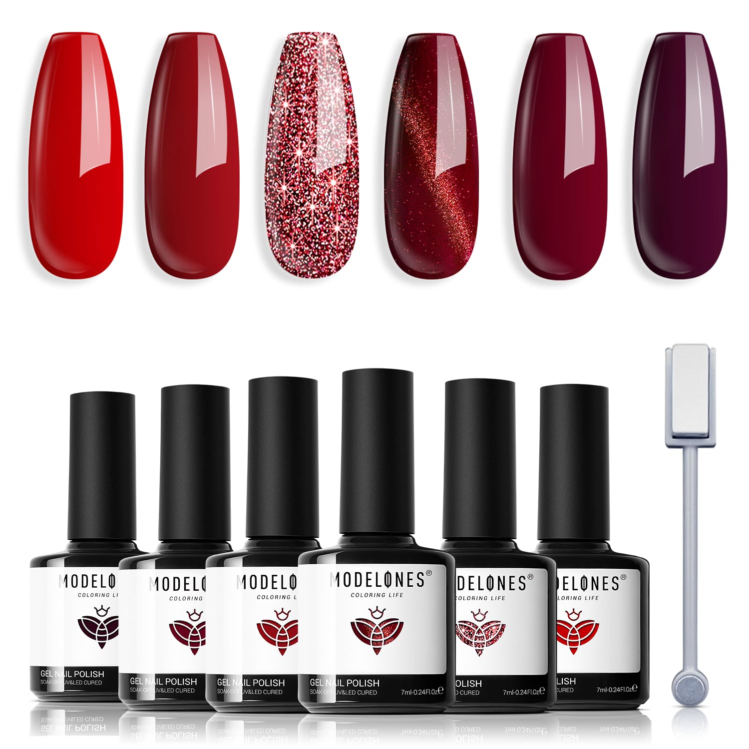 Foto 2 pulgar | Set De Esmaltes De Uñas En Gel Modelones Red Ruby Sparks, 6 Colores, 7 Ml - Venta Internacional.