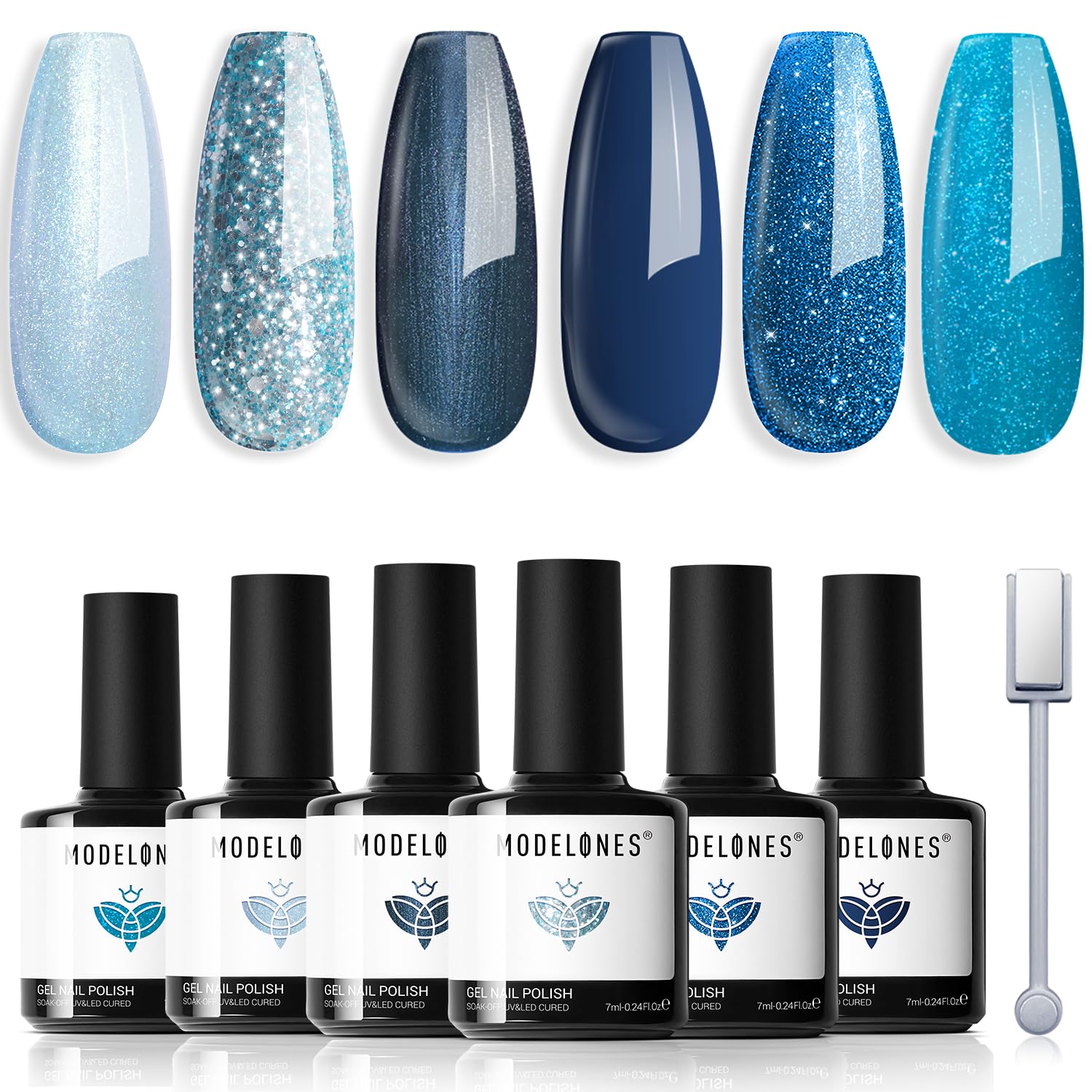 Foto 2 pulgar | Set De Esmaltes De Uñas En Gel Modelones, 6 Colores, Purpurina Azul - Venta Internacional.