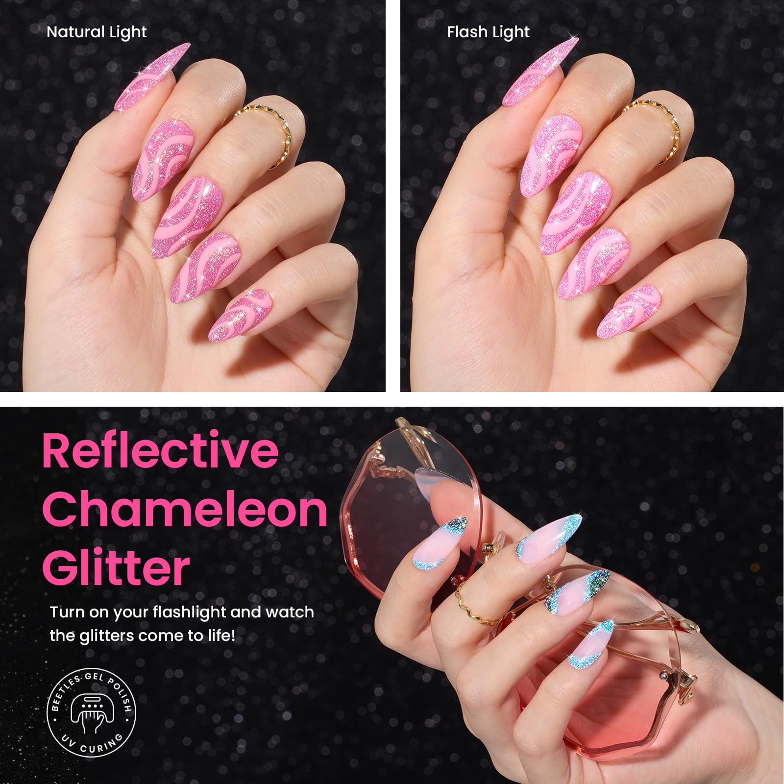 Foto 3 pulgar | Esmalte De Uñas En Gel Con Purpurina Con Forma De Escarabajos, 6 Colores, Remoja Los Rayos Uv - Venta Internacional.