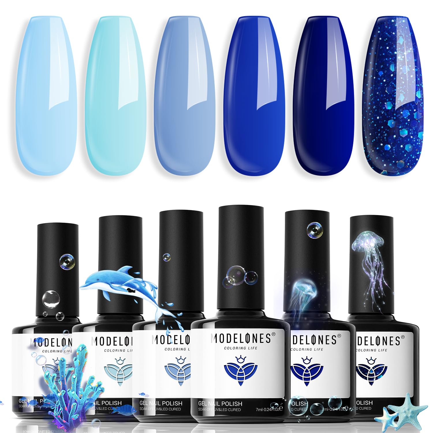 Foto 1 | Set De Esmaltes De Uñas En Gel Modelones Azul 6 Colores Para Mujer - Venta Internacional.