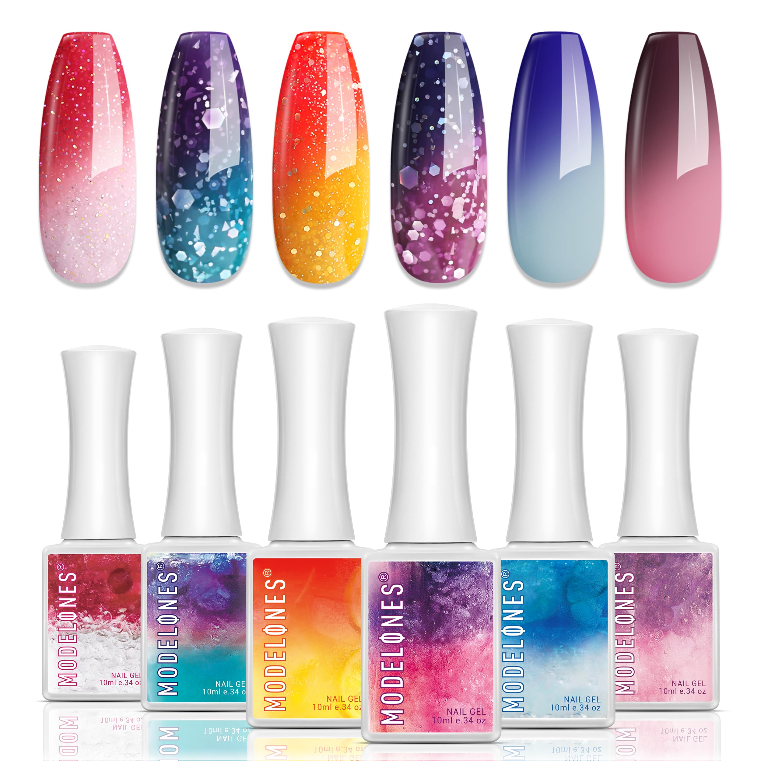 Set de Esmaltes para Uñas en Gel Cambian de Color 6 Colores 10 ml c/u - Venta Internacional
