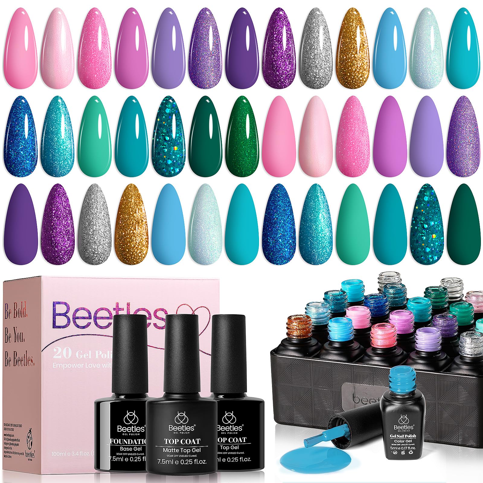 Foto 2 pulgar | Set De Esmaltes De Uñas En Gel Beetles Summer Mermaid, 20 Colores, 5 Ml - Venta Internacional.