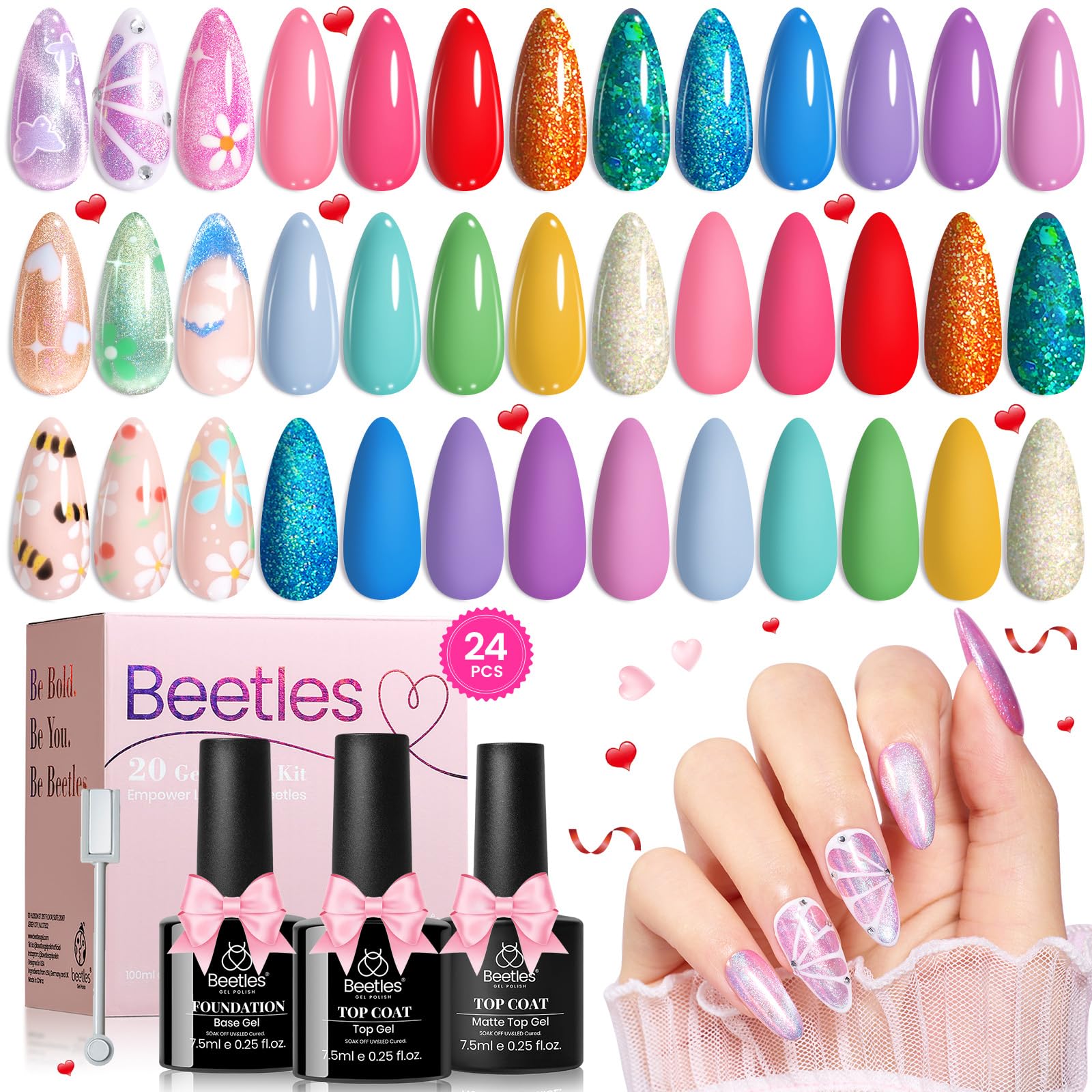 Foto 1 | Set De Esmaltes De Uñas Beetles Spring Gel, 20 Colores, 24 Unidades, Uv Soak Off - Venta Internacional.