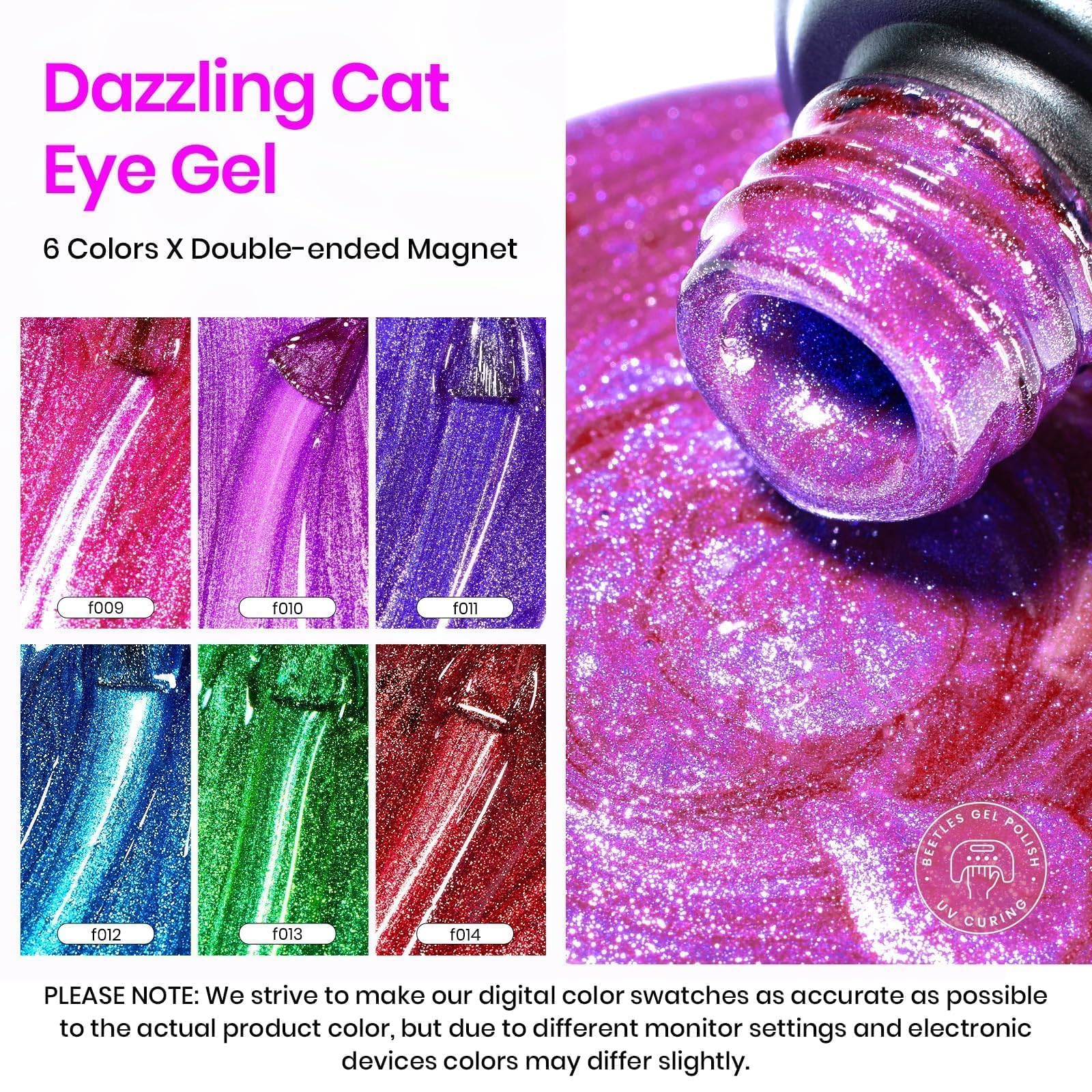 Foto 3 pulgar | Set De Esmaltes De Uñas En Gel Beetles Cat Eye Glitter, 6 Colores, Para Mujer - Venta Internacional.