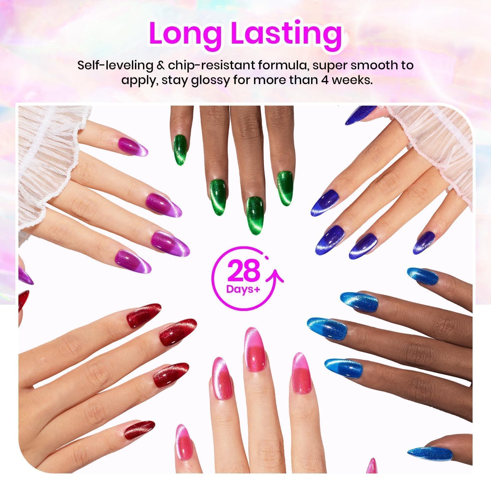 Foto 7 | Set De Esmaltes De Uñas En Gel Beetles Cat Eye Glitter, 6 Colores, Para Mujer - Venta Internacional.