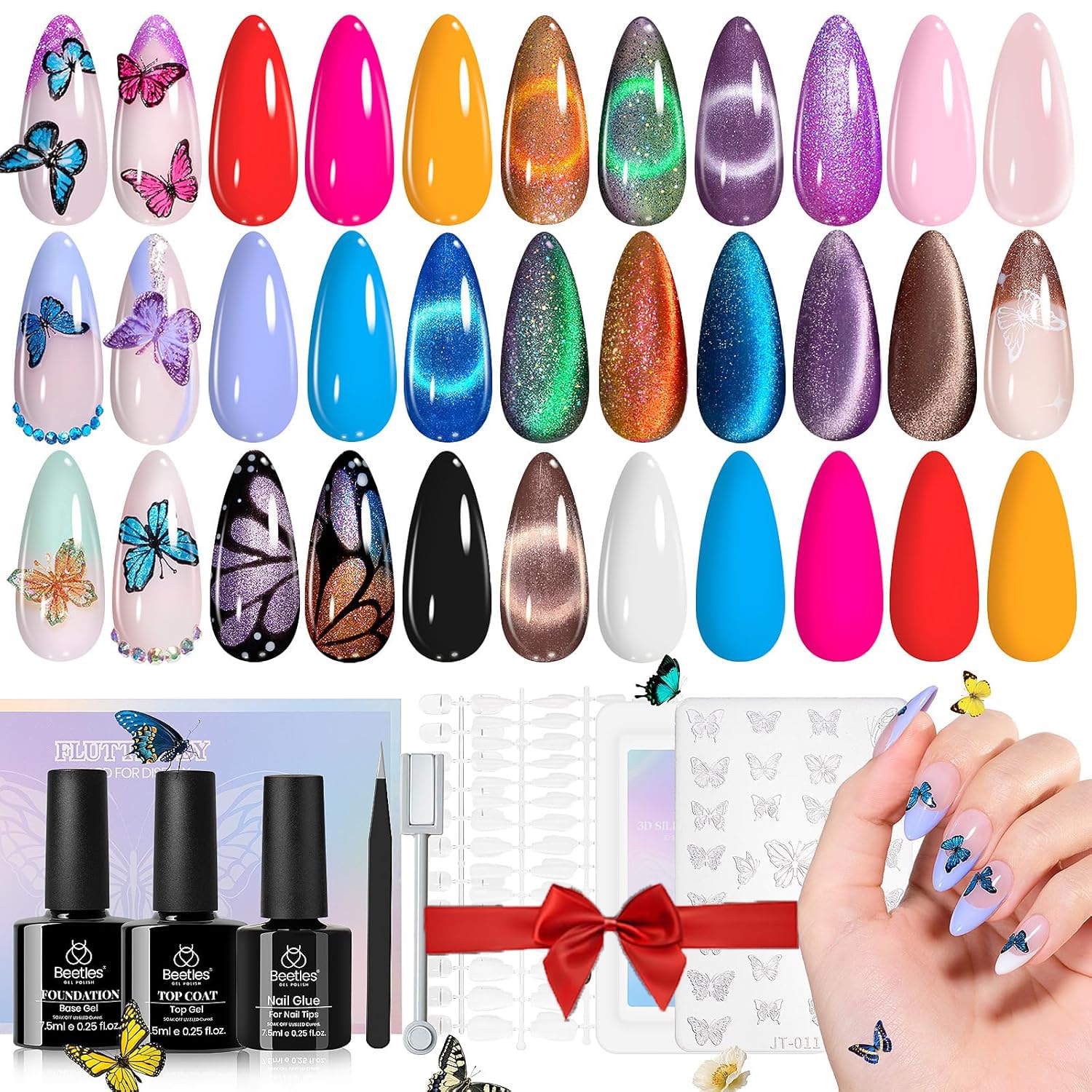Foto 1 | Set De Esmaltes De Uñas Beetles Cat Eye Gel, 15 Colores Con Base Y Capa Superior - Venta Internacional.