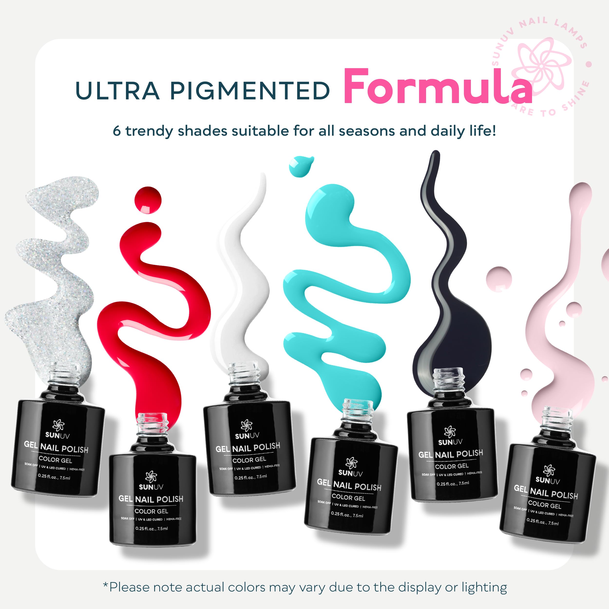 Foto 3 pulgar | Kit De Esmalte De Uñas En Gel Sunuv Hema Free, 6 Colores Con Lámpara Uv - Venta Internacional.