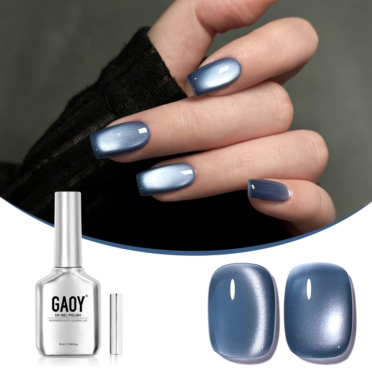 Foto 2 pulgar | Esmalte De Uñas Gaoy Jelly Blue Cat Eye Gel 16 Ml Con Imán 2990 - Venta Internacional.