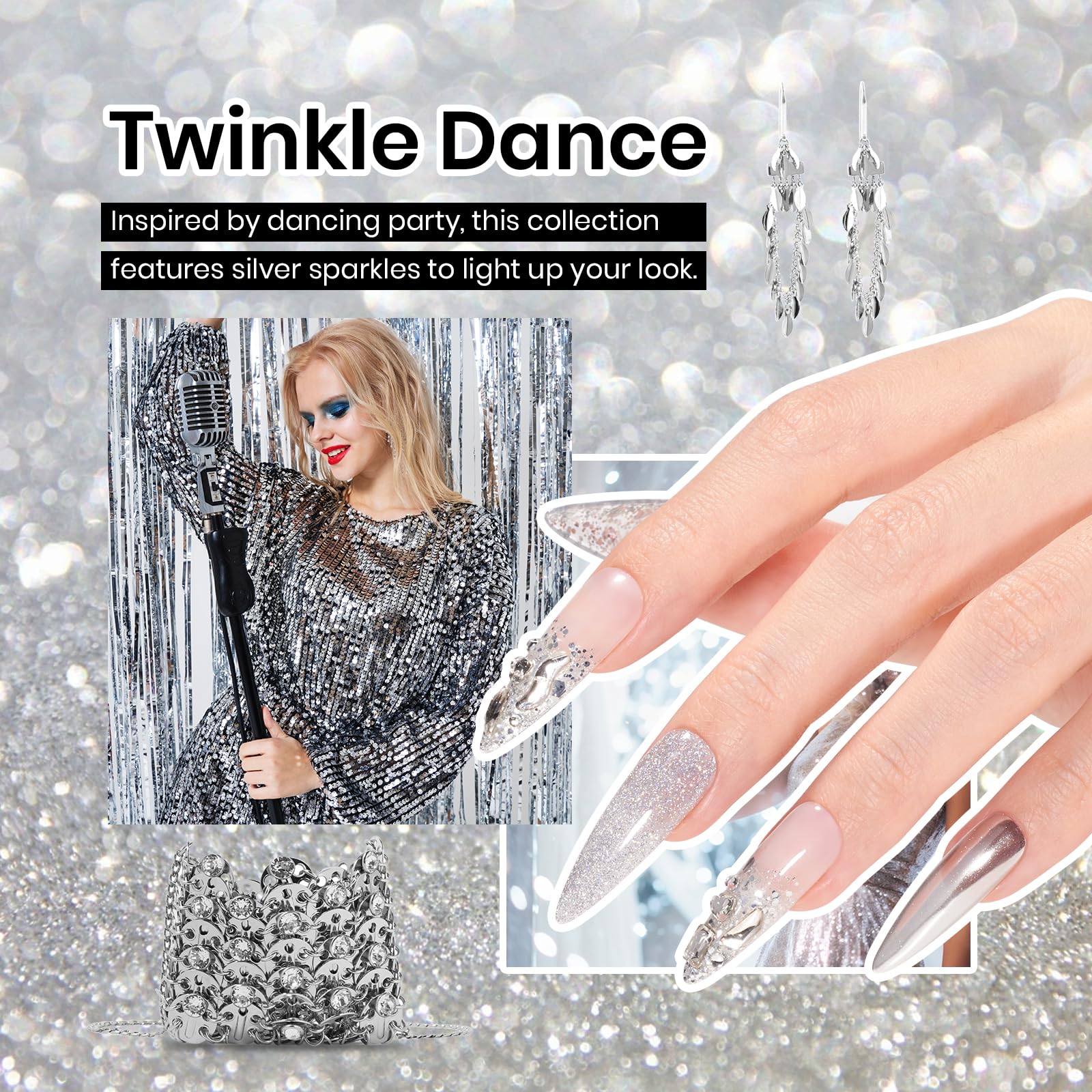 Foto 2 | Set De Esmaltes De Uñas Beetles Glitter Gel Christmas 4 Colores - Venta Internacional.