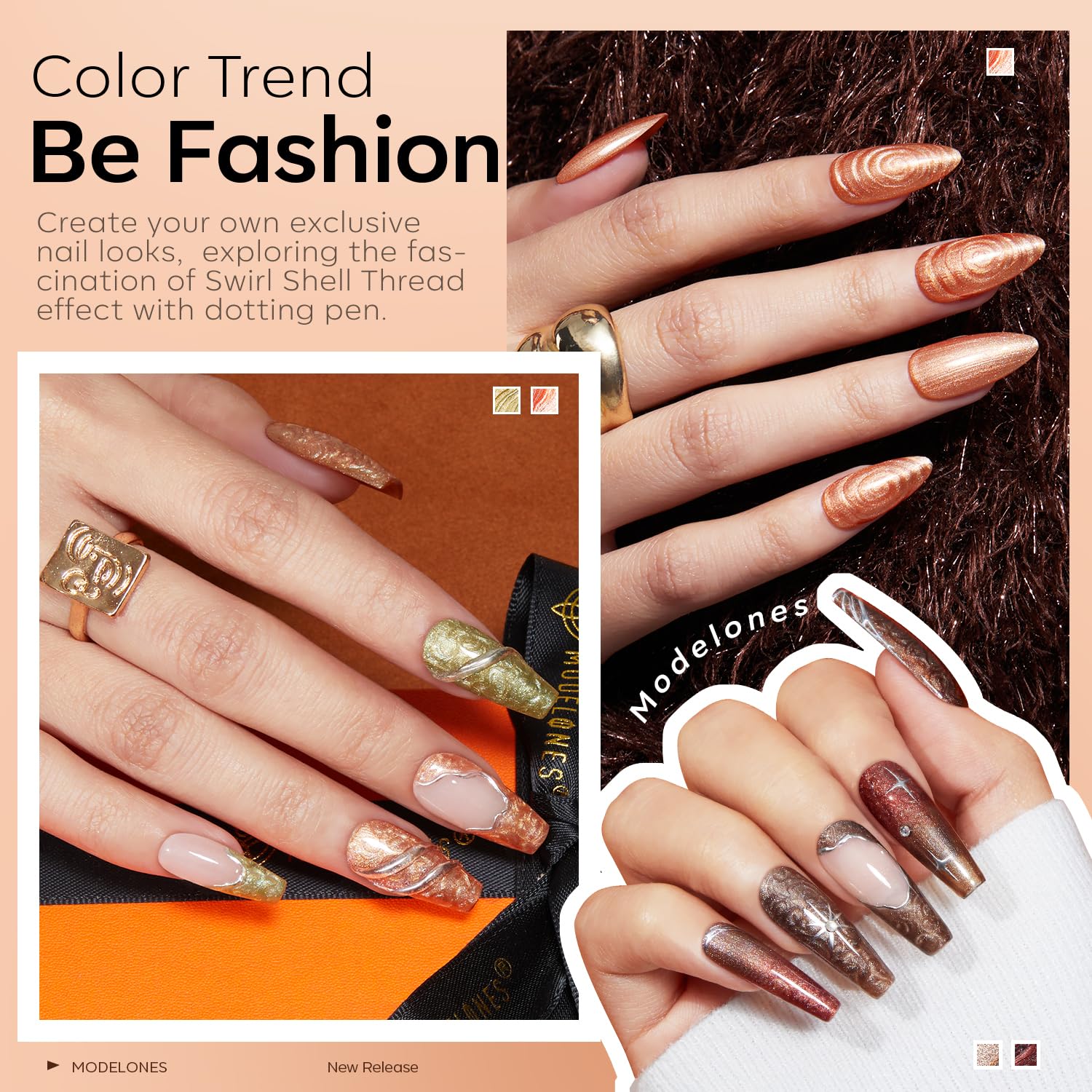Foto 4 pulgar | Set De Esmaltes De Uñas En Gel Modelones, 6 Colores, Marrón Perla Y Naranja - Venta Internacional.
