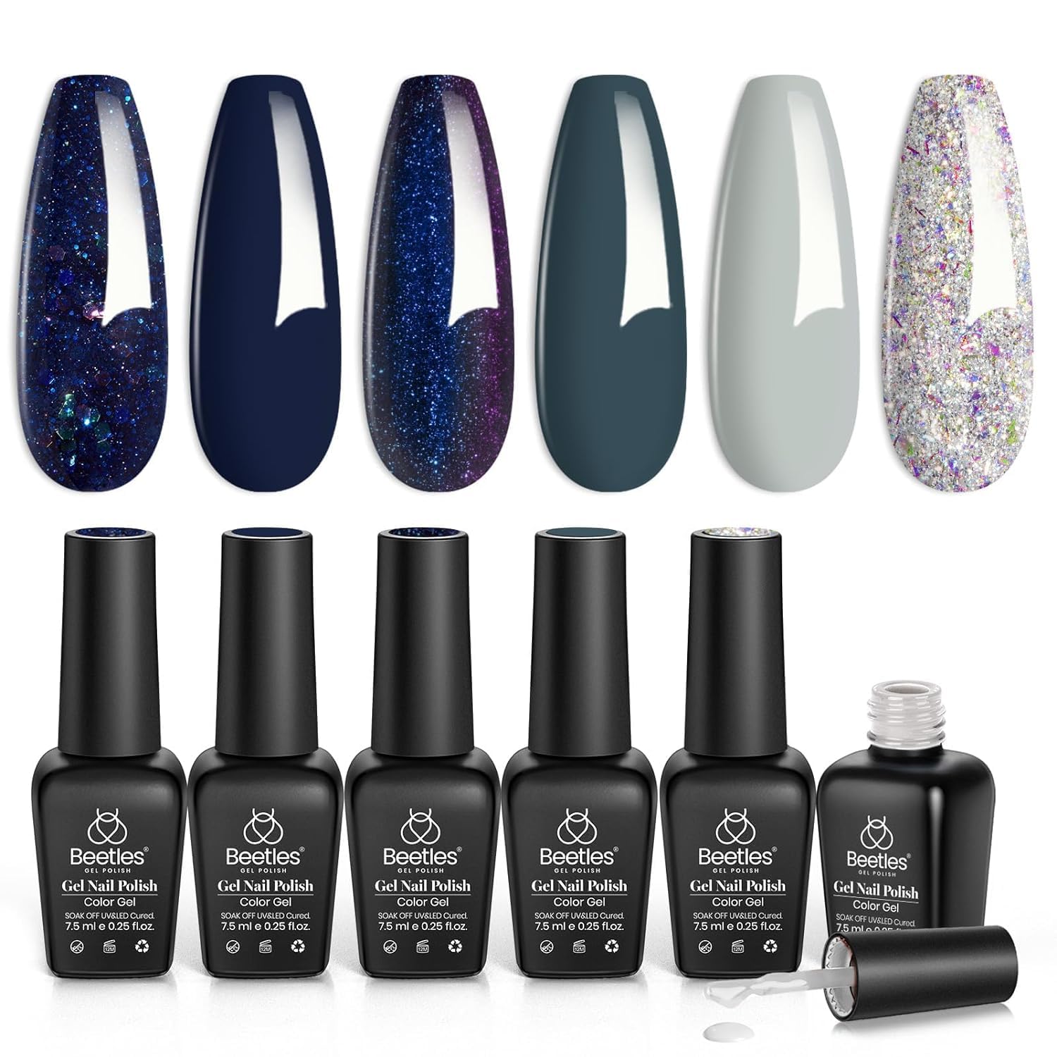 Foto 2 pulgar | Set de Esmaltes en Gel Beetles Blue 6 Colores - Venta Internacional