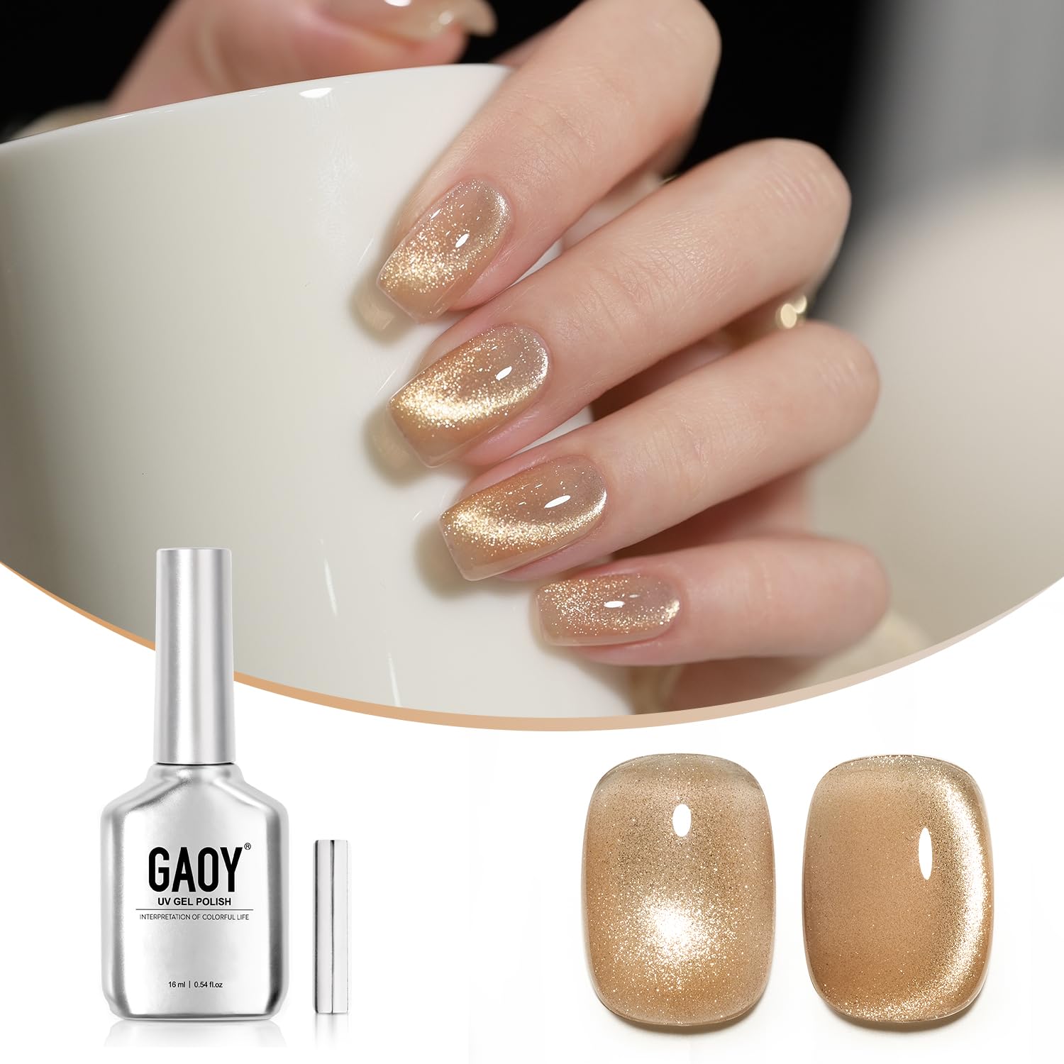 Foto 2 pulgar | Esmalte De Uñas Gaoy Jelly Gold Cat Eye Gel 16 Ml Con Imán 2954 - Venta Internacional.