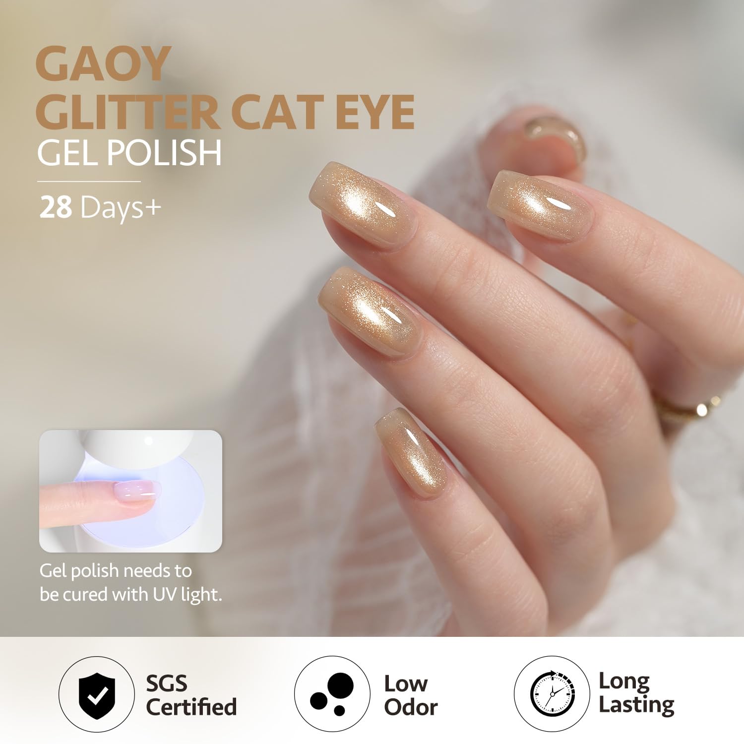 Foto 6 pulgar | Esmalte De Uñas Gaoy Jelly Gold Cat Eye Gel 16 Ml Con Imán 2954 - Venta Internacional.