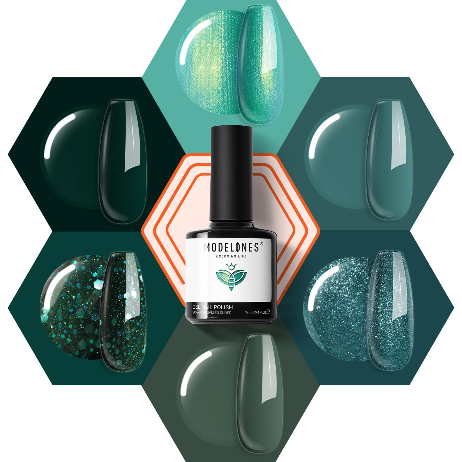 Foto 2 pulgar | Set De Esmaltes De Uñas En Gel Modelones Ethereal Green, 6 Colores, 7 Ml - Venta Internacional.