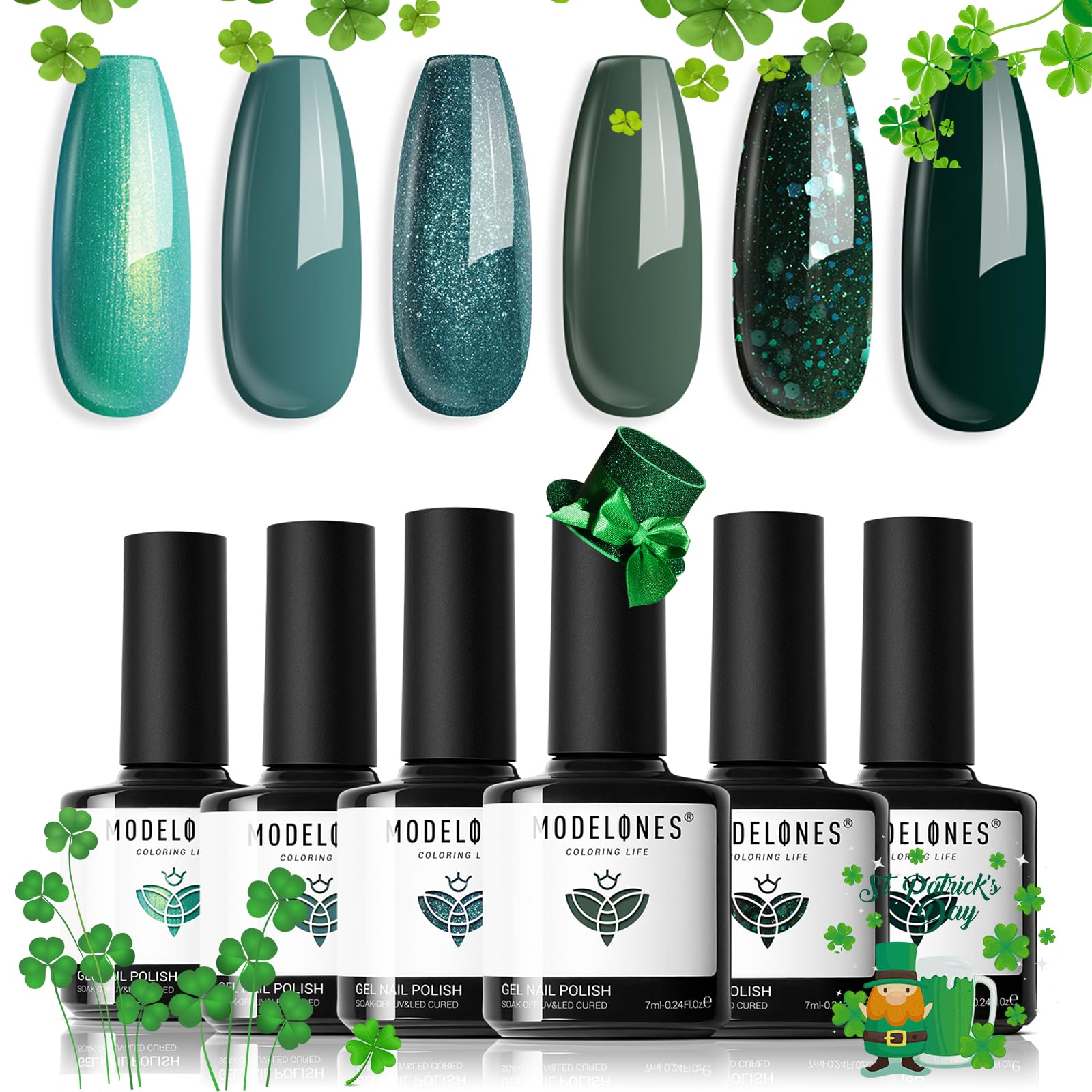 Foto 2 | Set De Esmaltes De Uñas En Gel Modelones Ethereal Green, 6 Colores, 7 Ml - Venta Internacional.