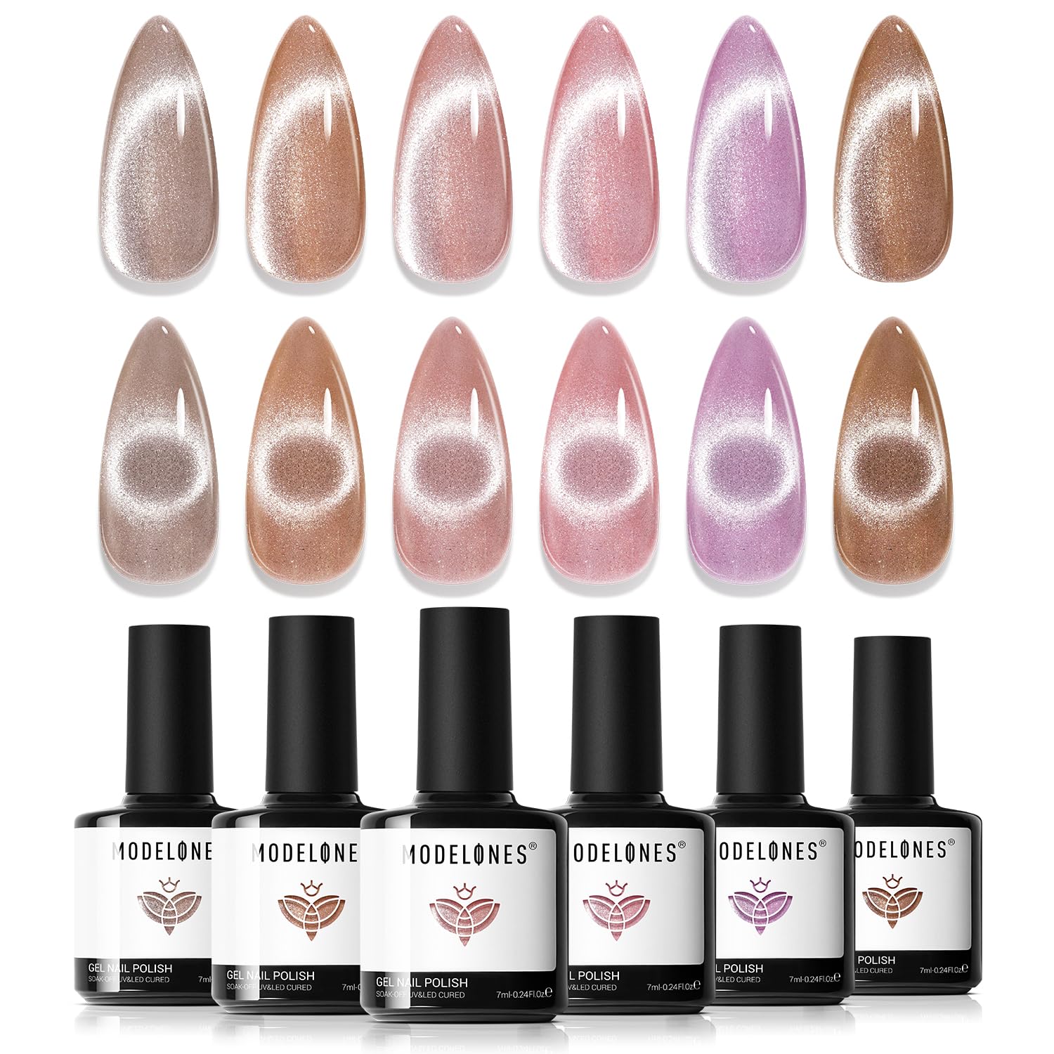 Foto 2 pulgar | Set De Esmaltes De Uñas Modelones Cat Eye Gel, 6 Colores, 7 Ml, Con Imán - Venta Internacional.