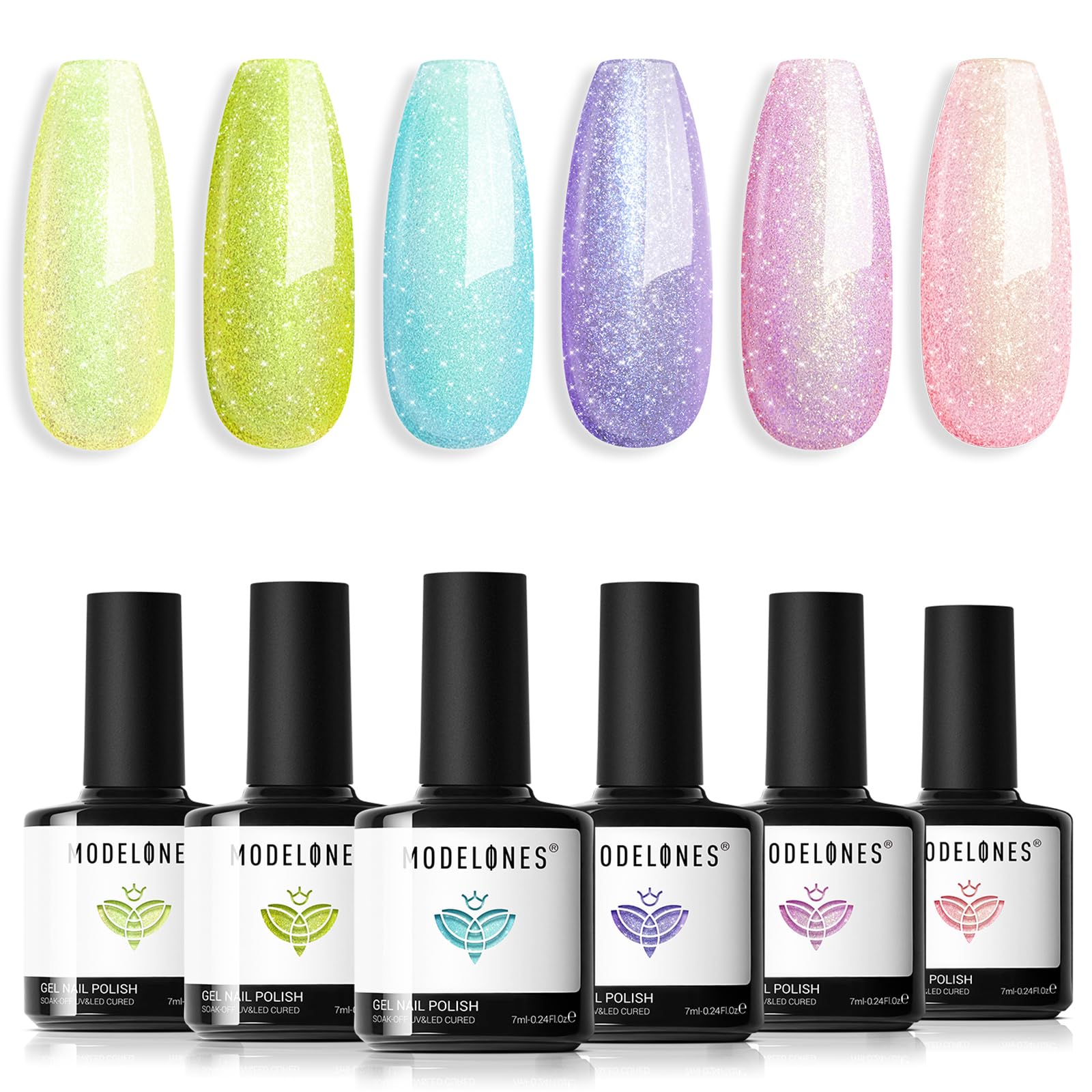 Foto 2 pulgar | Set De Esmaltes De Uñas En Gel Modelones, 6 Colores Pastel Shimmer - Venta Internacional.