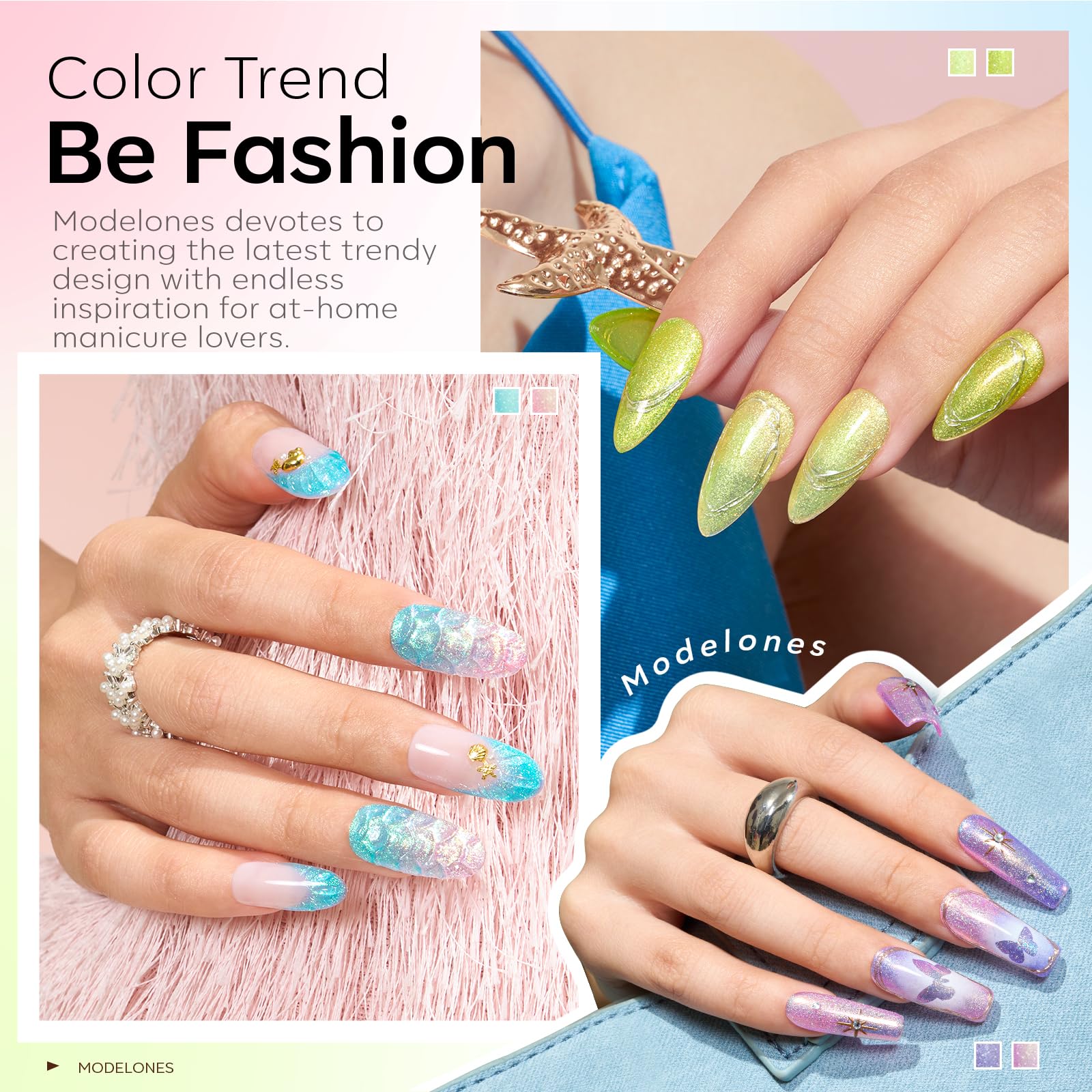 Foto 4 pulgar | Set De Esmaltes De Uñas En Gel Modelones, 6 Colores Pastel Shimmer - Venta Internacional.