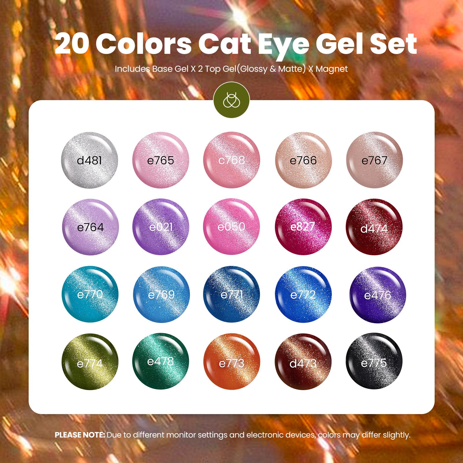 Foto 3 pulgar | Set De Esmaltes De Uñas Beetles En Gel Para Ojos De Gato, 20 Colores, Con Base Y Capa Superior - Venta Internacional.