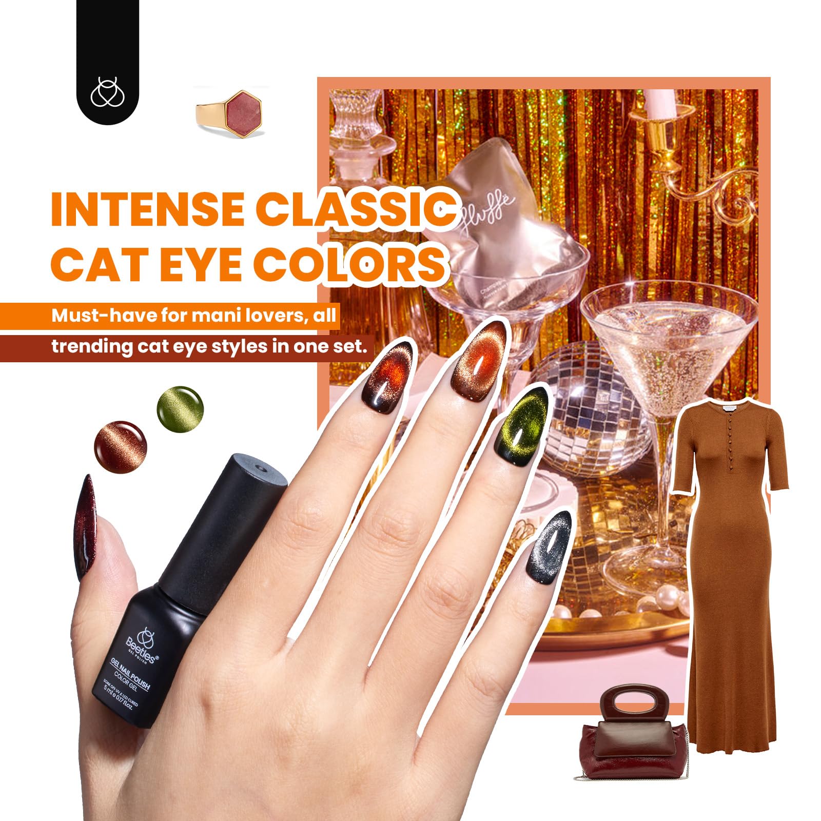 Foto 5 pulgar | Set De Esmaltes De Uñas Beetles En Gel Para Ojos De Gato, 20 Colores, Con Base Y Capa Superior - Venta Internacional.