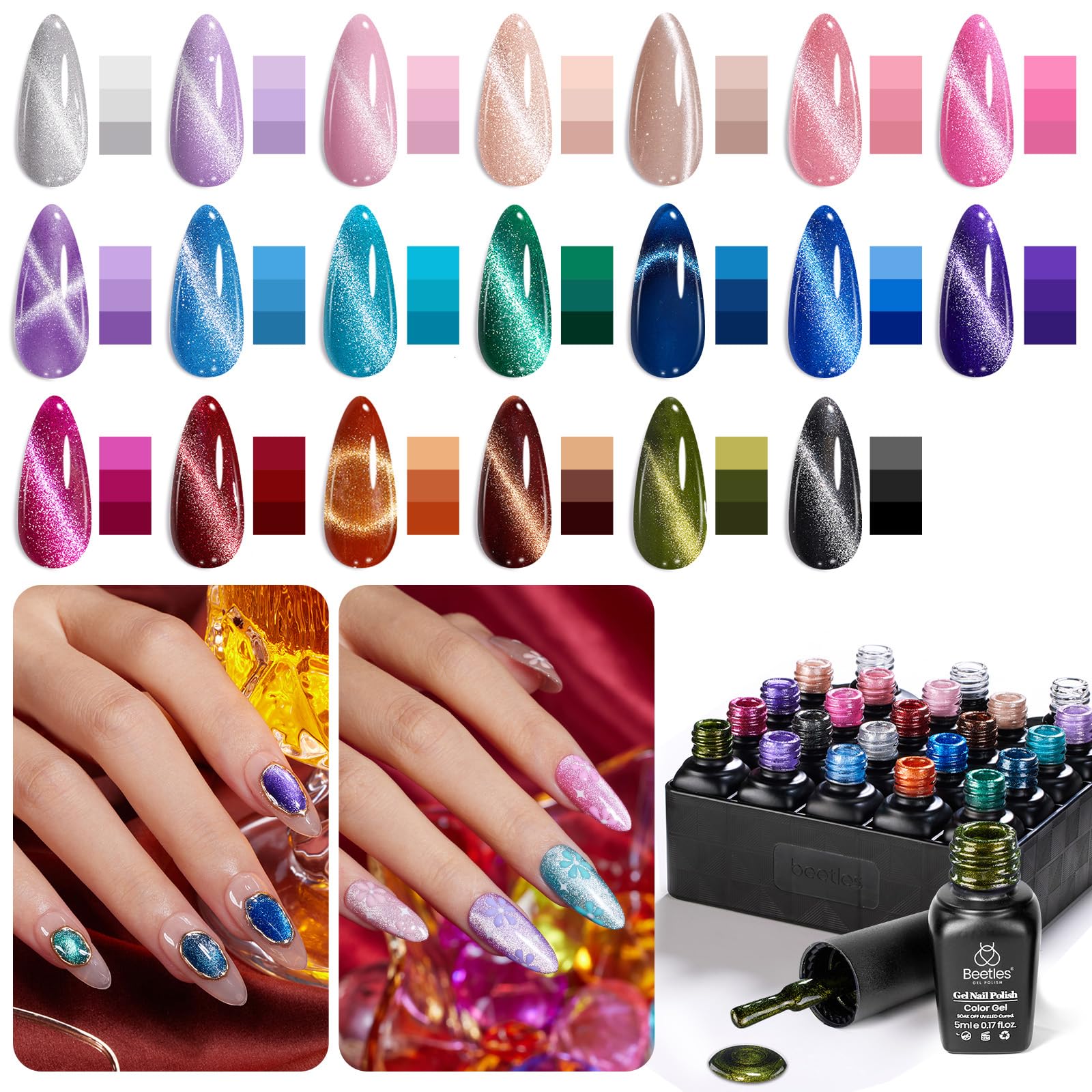 Foto 8 pulgar | Set De Esmaltes De Uñas Beetles En Gel Para Ojos De Gato, 20 Colores, Con Base Y Capa Superior - Venta Internacional.