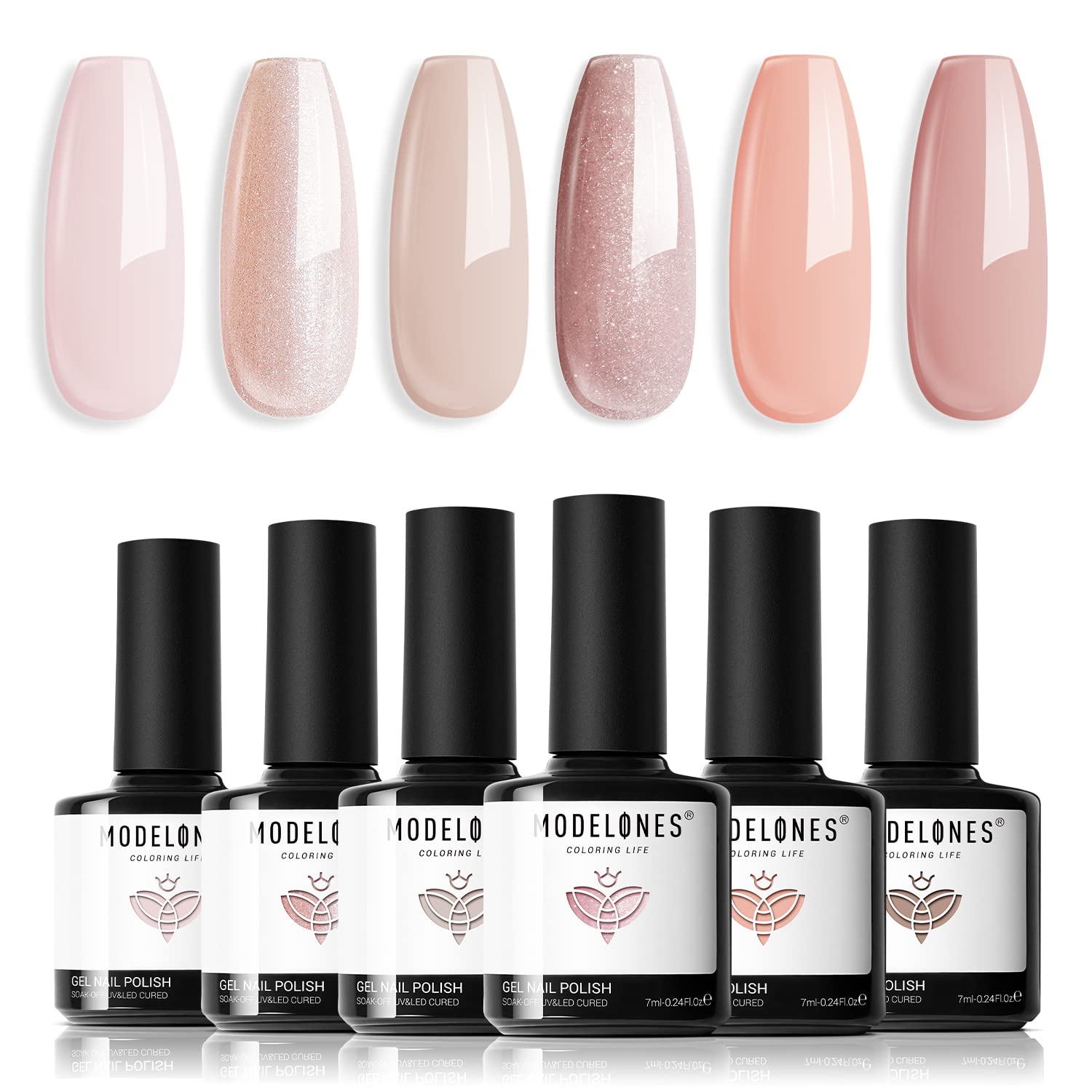 Foto 1 | Set De Esmaltes De Uñas En Gel Modelones, 6 Colores, Purpurina Neutra - Venta Internacional.