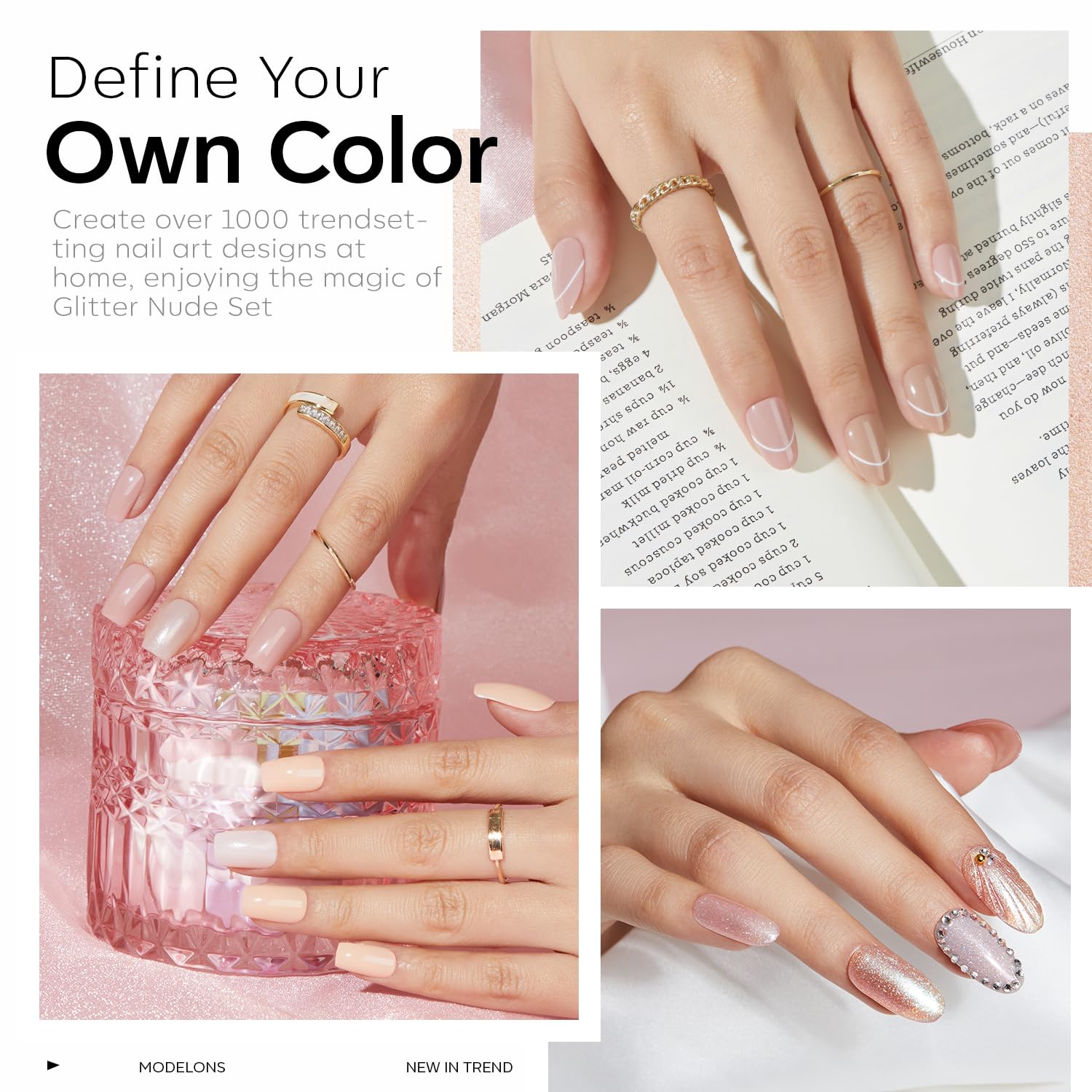 Foto 4 | Set De Esmaltes De Uñas En Gel Modelones, 6 Colores, Purpurina Neutra - Venta Internacional.