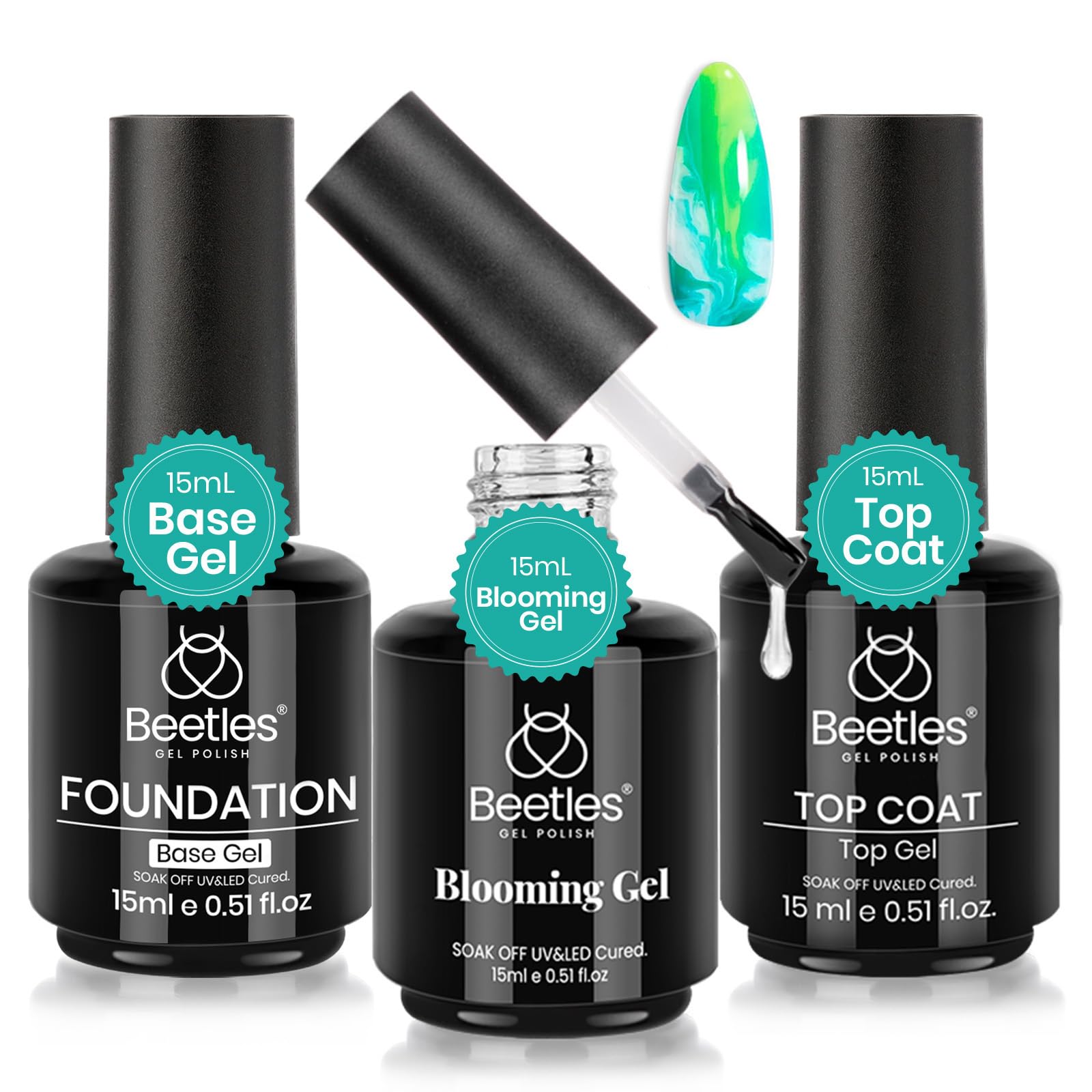 Foto 2 pulgar | Set De Gel Para Uñas Beetles Blooming Gel Y Capa Superior Base Que No Se Limpia, 3 Unidades - Venta Internacional.