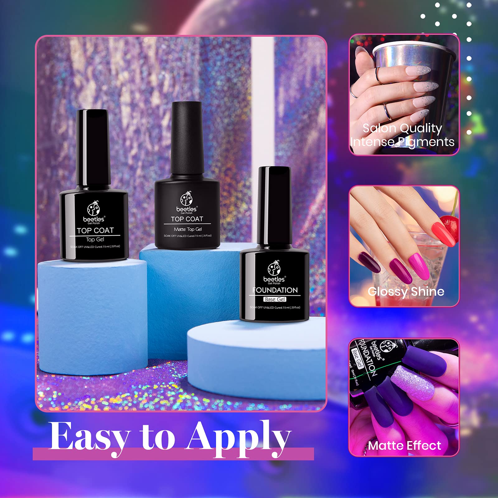 Foto 5 pulgar | Set De Esmaltes De Uñas En Gel Beetles Midnight Euphoria, 20 Colores - Venta Internacional.
