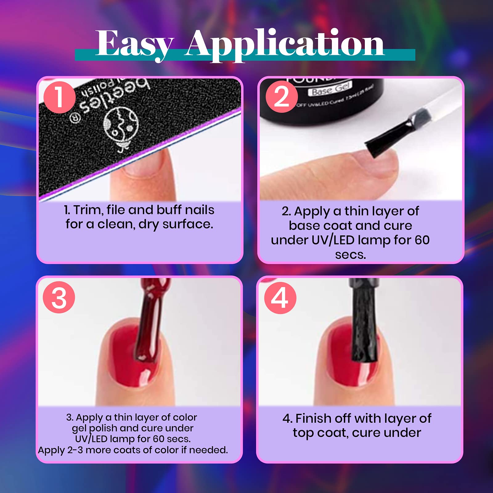 Foto 5 | Set De Esmaltes De Uñas En Gel Beetles Midnight Euphoria, 20 Colores - Venta Internacional.