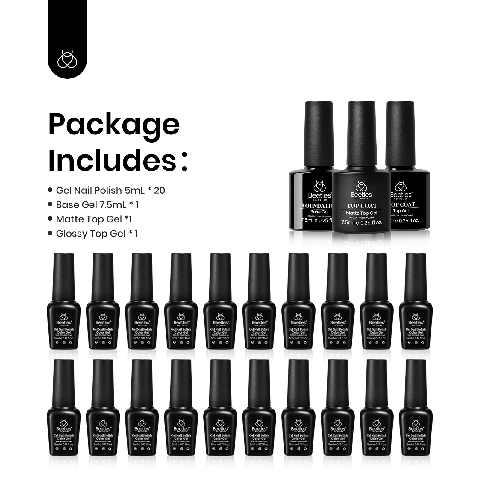 Foto 7 | Set De Esmaltes De Uñas En Gel Beetles Midnight Euphoria, 20 Colores - Venta Internacional.