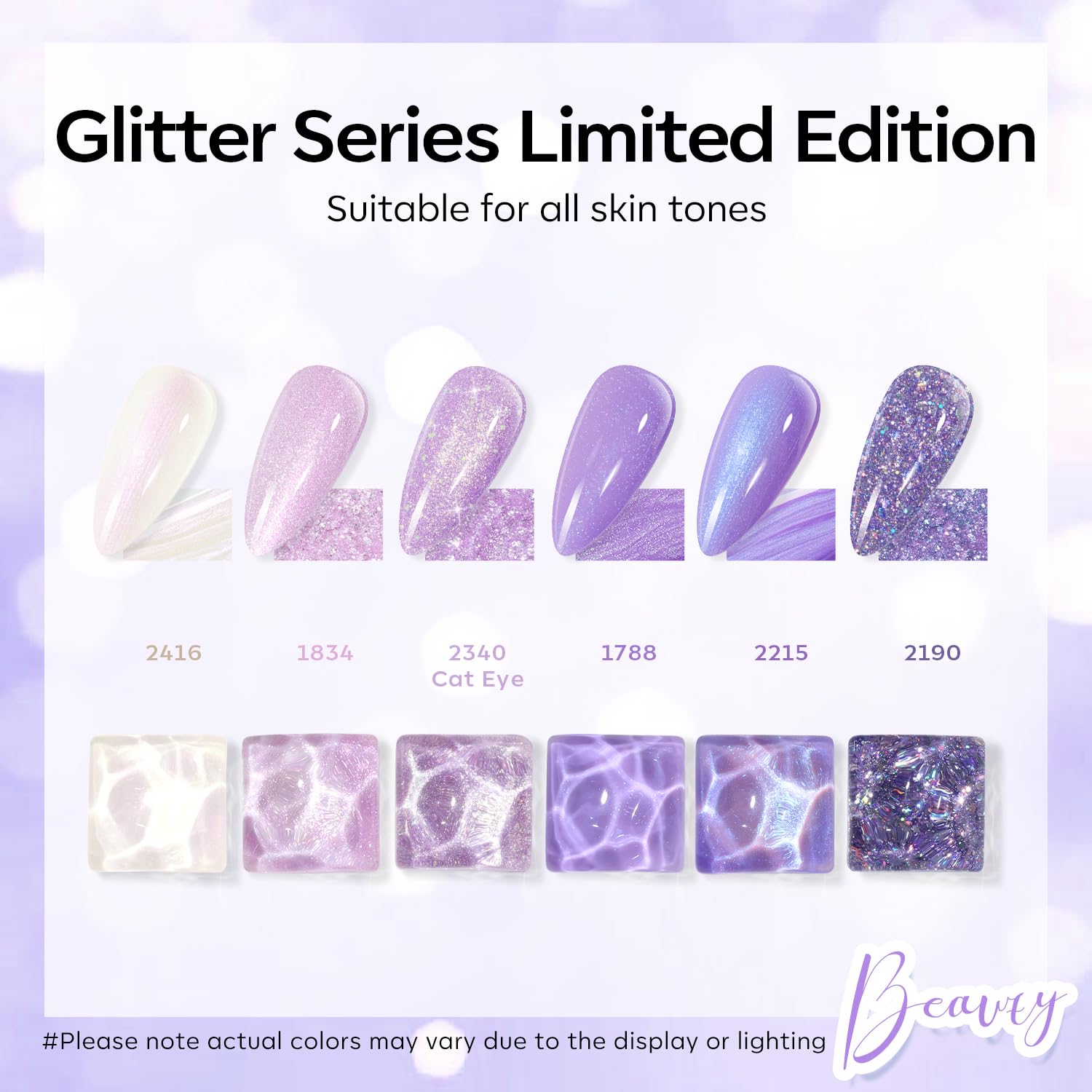 Foto 3 pulgar | Set De Esmaltes De Uñas En Gel Modelones Purple Glitter, 6 Colores - Venta Internacional.
