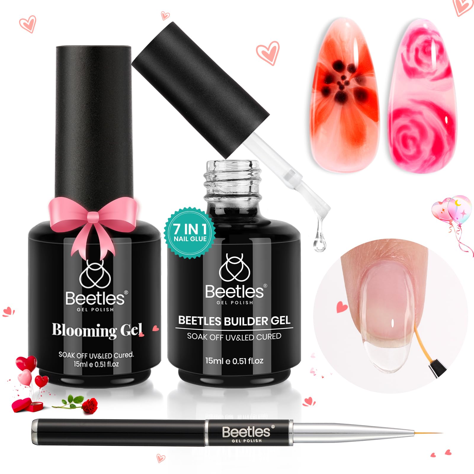 Set De Esmaltes Para Uñas Beetles Builder Gel Para Uñas Y Gel Floreciente - Venta Internacional.